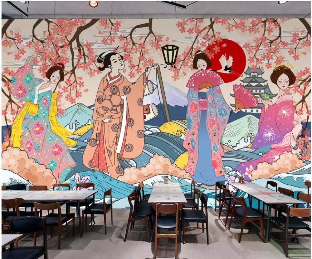 Papier peint 3D personnalisé retro japonais trompe l'oeil pour restaurant sushi