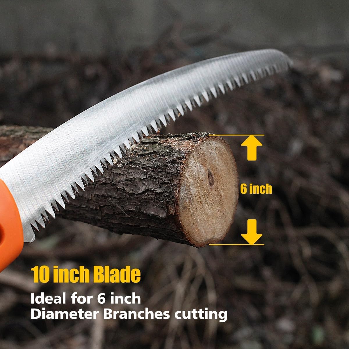 7Seas Foldable Hand Saw with 10 Inch Curved Blade, Fast Cutting Serrated Teeth, Hardened Steel Blade, Portable Pruning Saw for Garden Tree Cutting 3