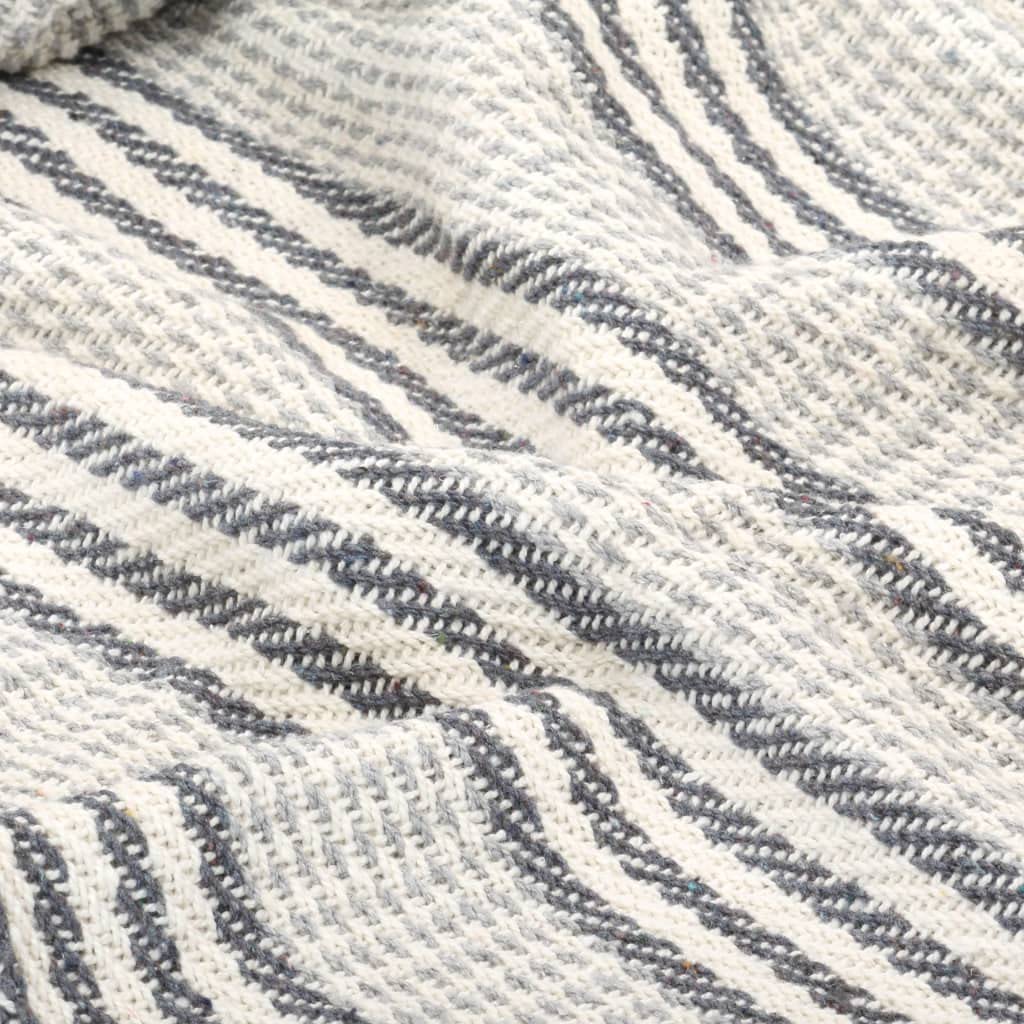 Manta de Algodón con Diseño de Rayas, Suave y Agradable, mantas para cama, manta sofa, Para Dormitorio, Silla o Sofá, Gris y Blanco, 220x250 cm