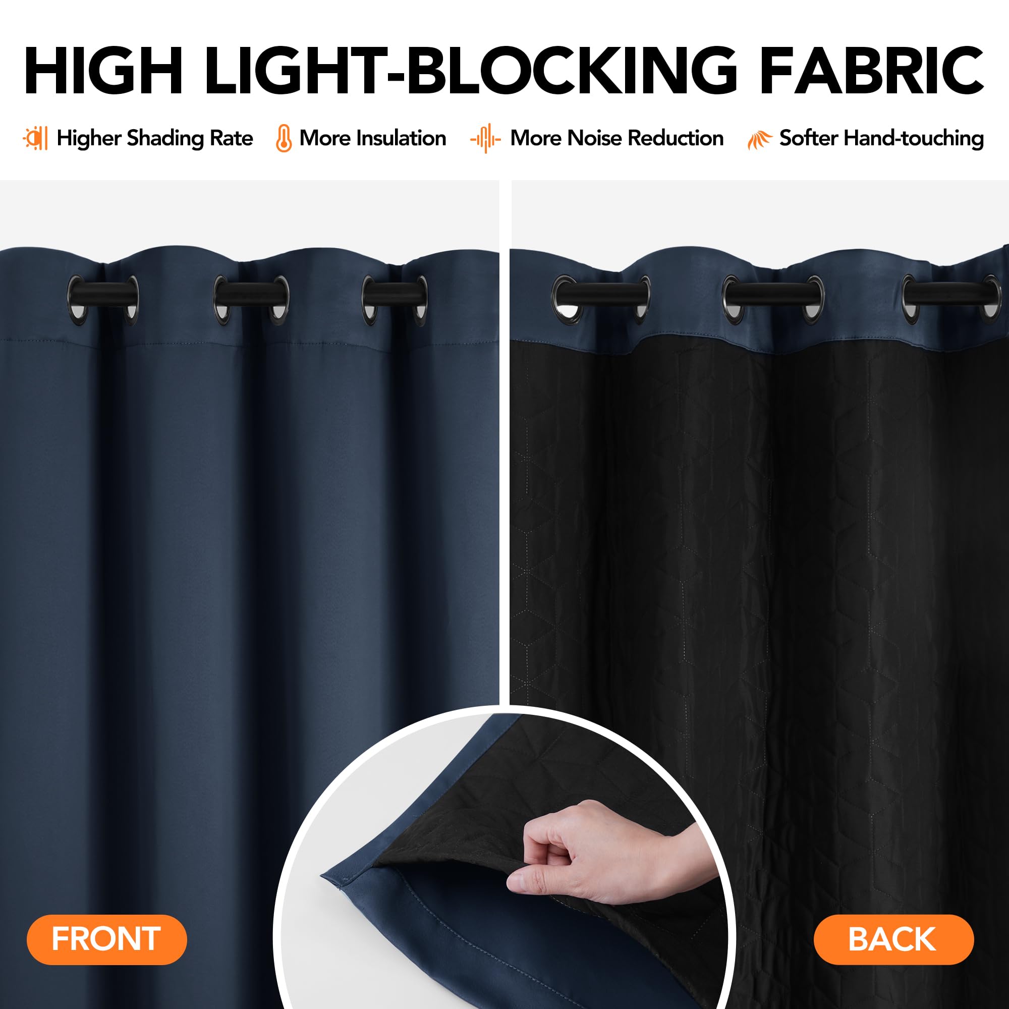 Deconovo Tenda Oscurante Termica Doppio Strato, Antivento, Pesante, Isolante per Freddo e Caldo, Adatta per Finestre e Porte, 140x260 CM, Blu Navy, 1 Pezzo – Certificata Oeko-Tex® Standard 100