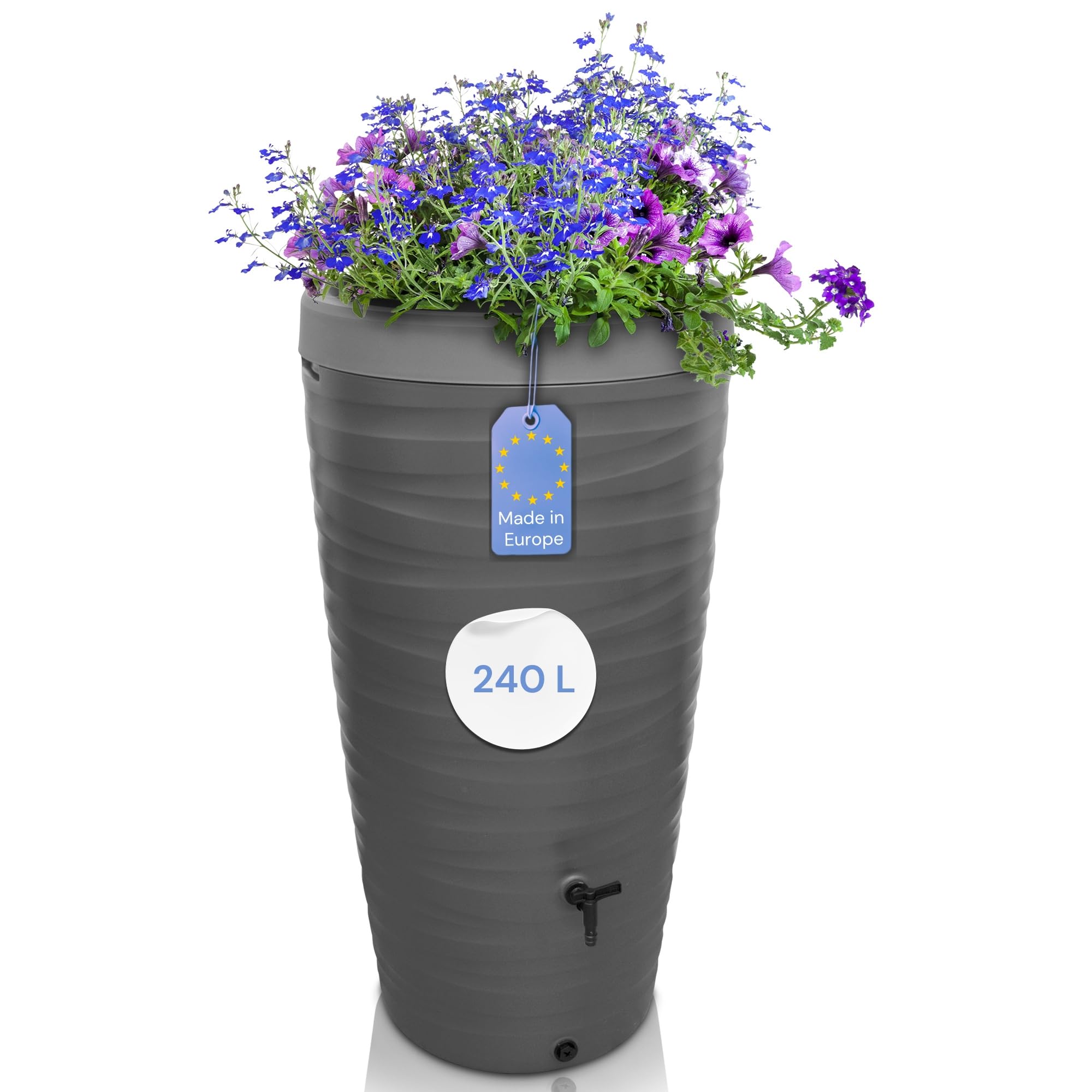 YourCasa récupérateur Eau de Pluie 240L [Wave Design de] en Plastique - avec Robinet, Reservoir...