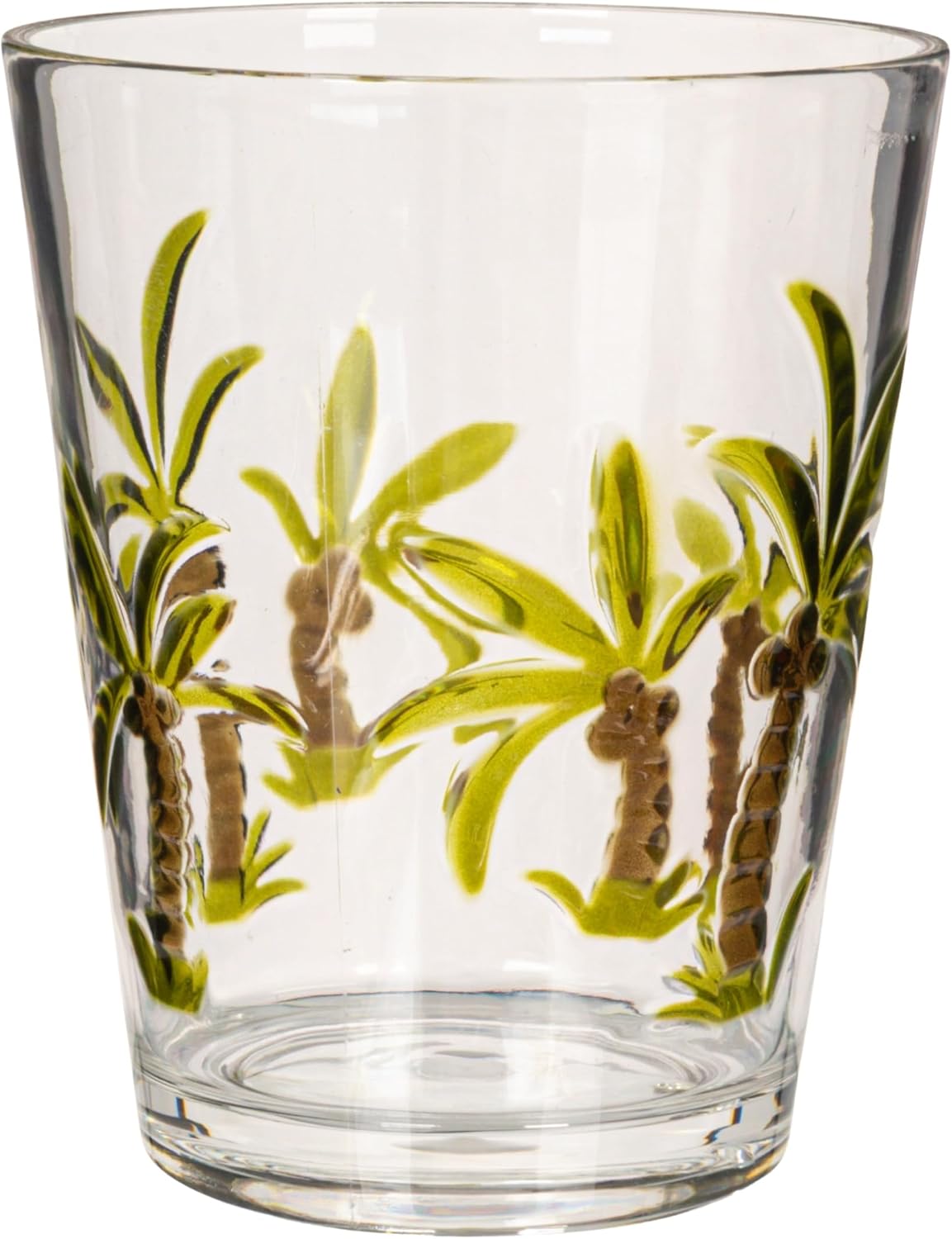 Creative Co-Op 14oz Acrylic Drinking Glasses with Palm Tree Motifs, Set of 12