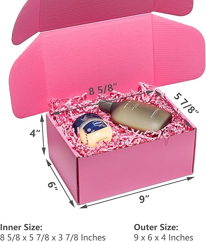 Miniatura 2 de Cajas de envío de 9 x 6 x 4 pulgadas, paquete de 25 cajas de correo de cartón corrugado rosa para pequeñas empresas, bonitos artículos de embalaje