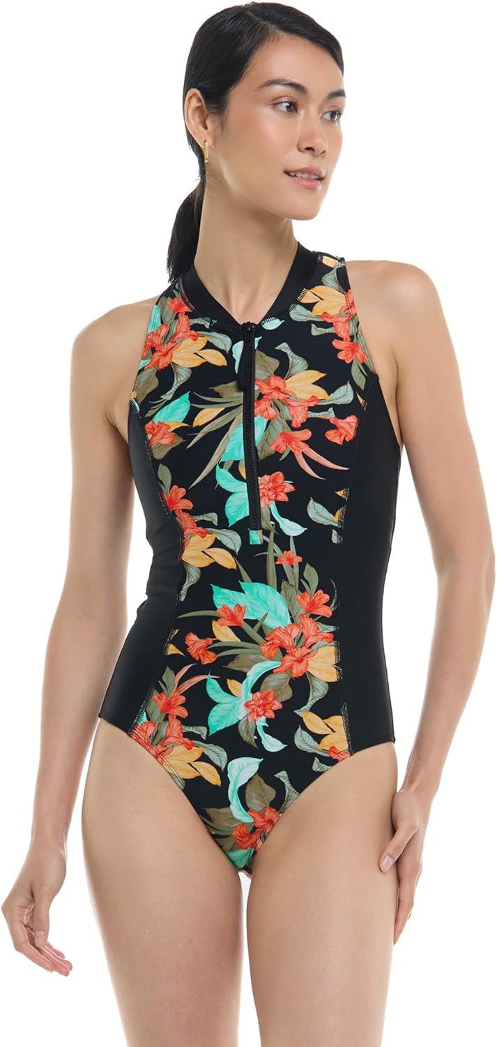 Body Glove Women's Edith Zip Front One Piece Swimsuit