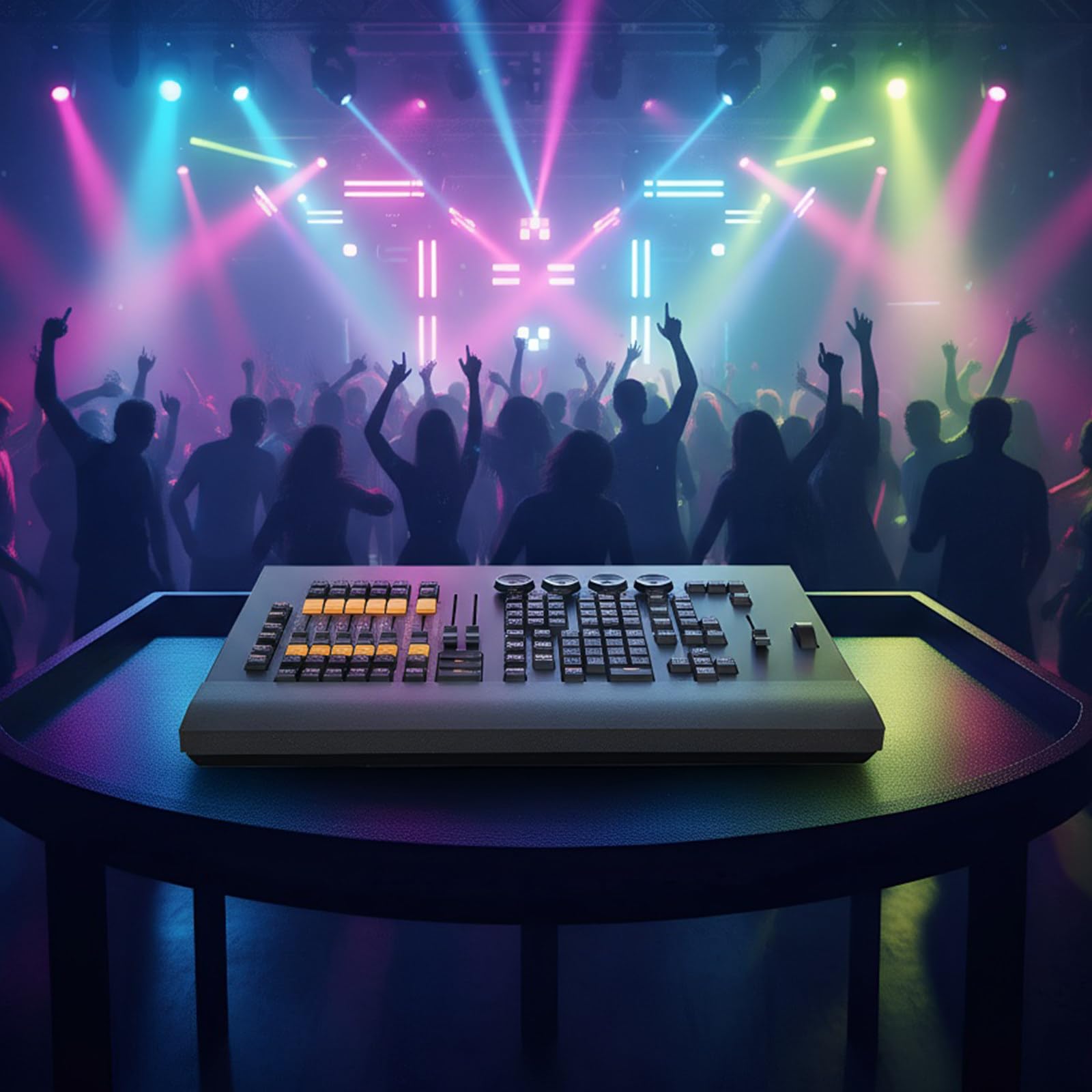 Consola de mezcla de iluminación para grabación de música, compatible con pantalla externa, control versátil y funciones de mezcla