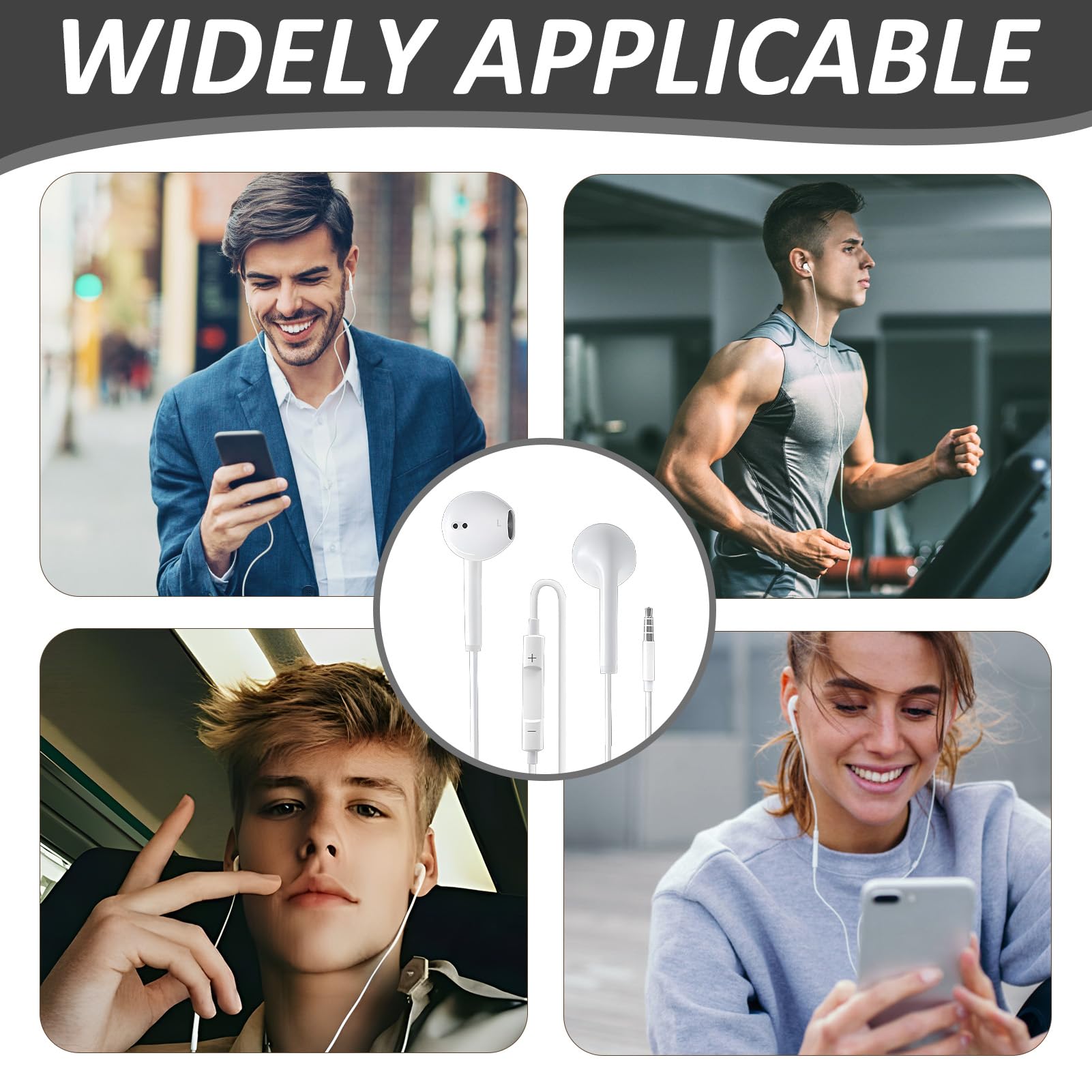 Lot de 4 écouteurs Filaires 3.5mm avec Microphone et Contrôle du VolumeAdaptés pour Téléphones Portables Tablettes MP3 Qualité Sonore Exceptionnelle et Confort Optimal