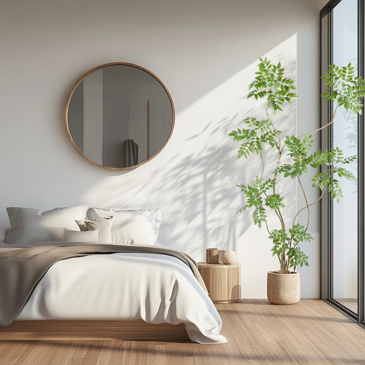 Artificial Sumac Tree,6ft(1pack) Tall Fake Plants Artificial Mahonia fortunei Plants for Indoor, Fake Trees for Office Home Living Room Floor Patio Greening Porch Decor - Image 6