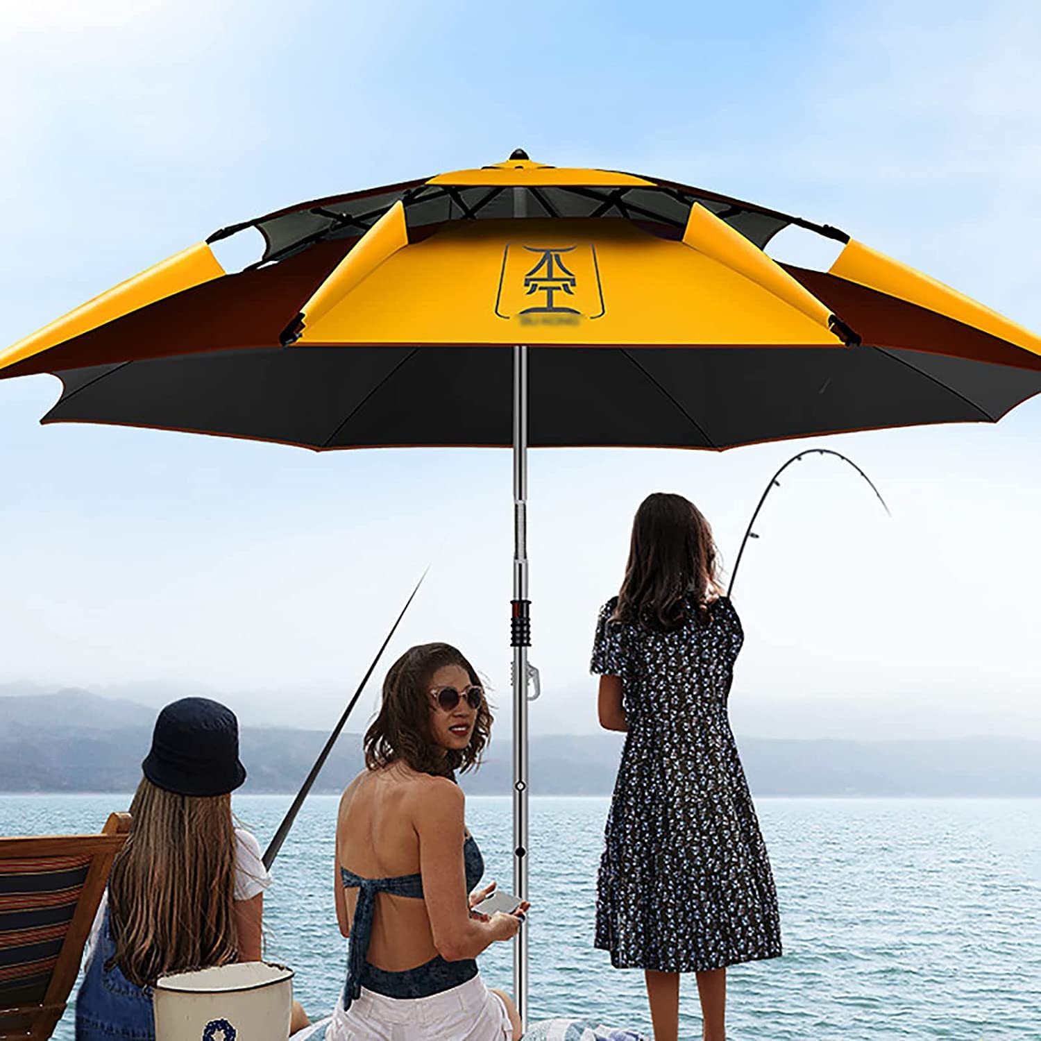 HXR parasol wędkarski Parasol rybacki parasol na plażę Outdoor Parasol Regulowane słońce Parasol wędkowania deszczowy parasol wędkarski (Color : Brown, Size : 2.0m)