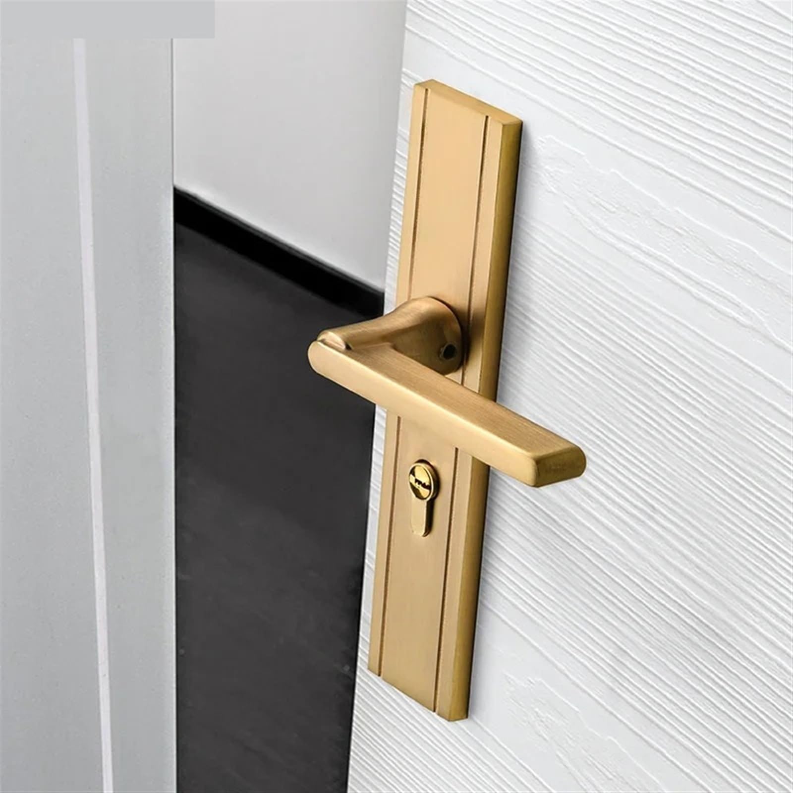 1 Juego de cerradura for dormitorio interior, manija puerta madera maciza for el hogar, lujo con luz cepillada cobre, accesorios hardware for Manilla Puerta Exterior(Gold)