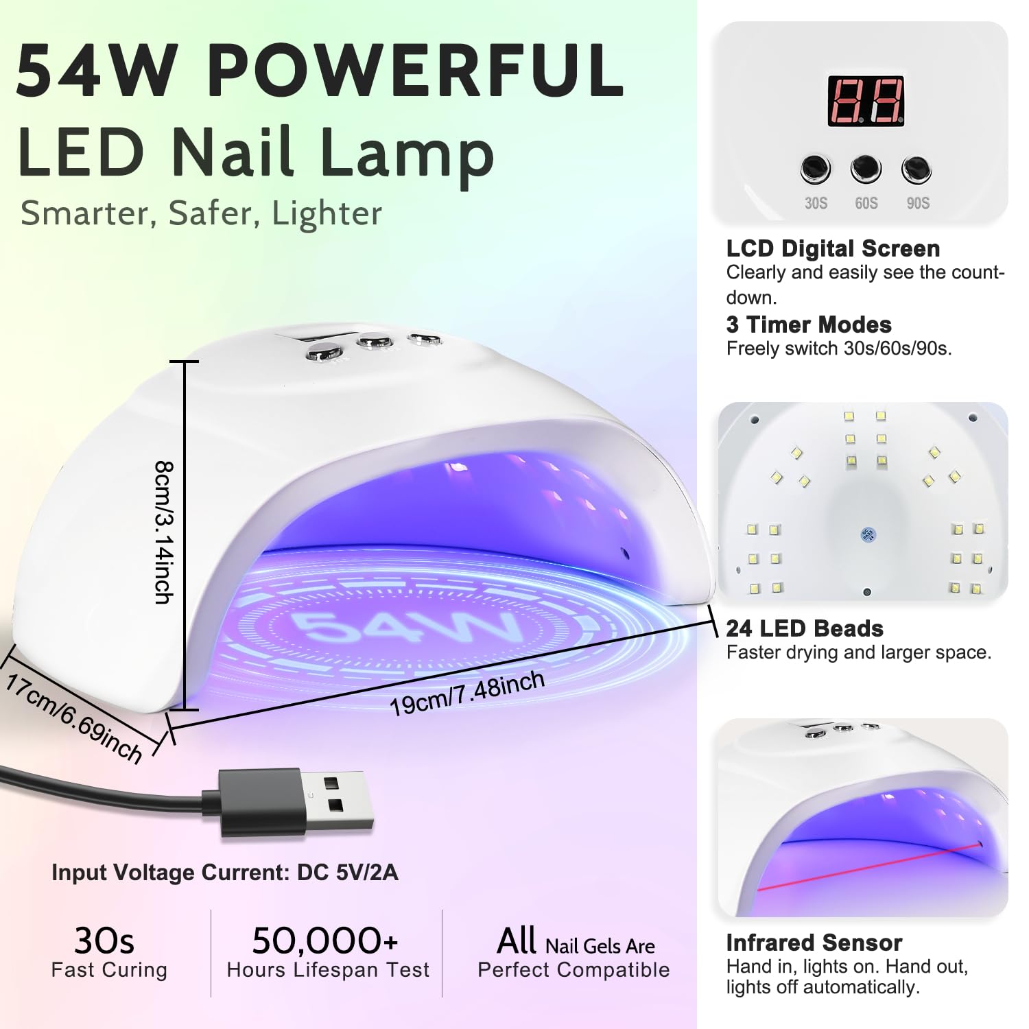 Lavender Violets 45 Colors Gel Nail Polish Kit with U V Light Nude Pinky Jelly Colors 9D Cat Eye Candy Glitter Primer Base Glossy & Matte Top Coat for Home Nail Art Design DIY Gift Set 01