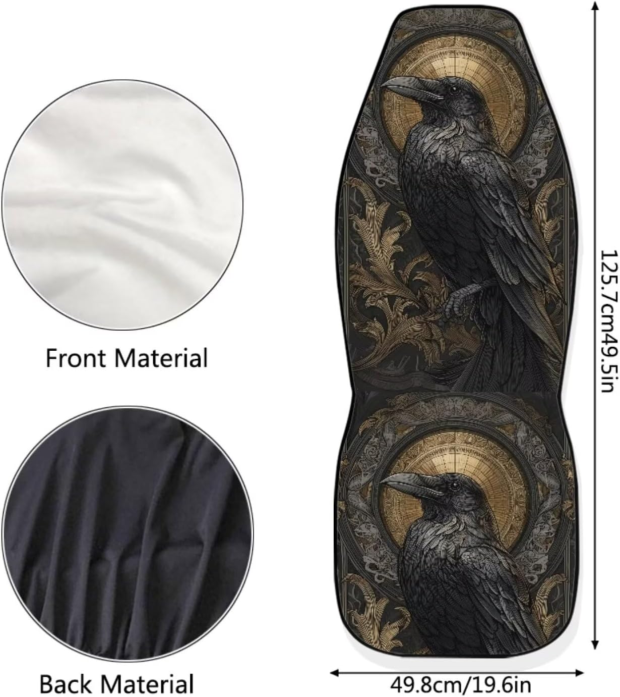 Talayituse Crow Floral Print Car Seat Covers Full Set of 2 Vehicle Protector Front Seats Covers Stretchy Washable Car Accessories Bucket Seat Cover