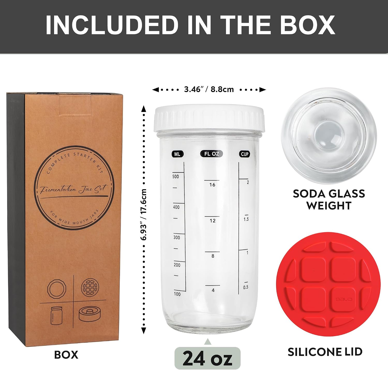 Fermentation Kit with Mason Jar - Fermenting Lids & Glass Weight Set
