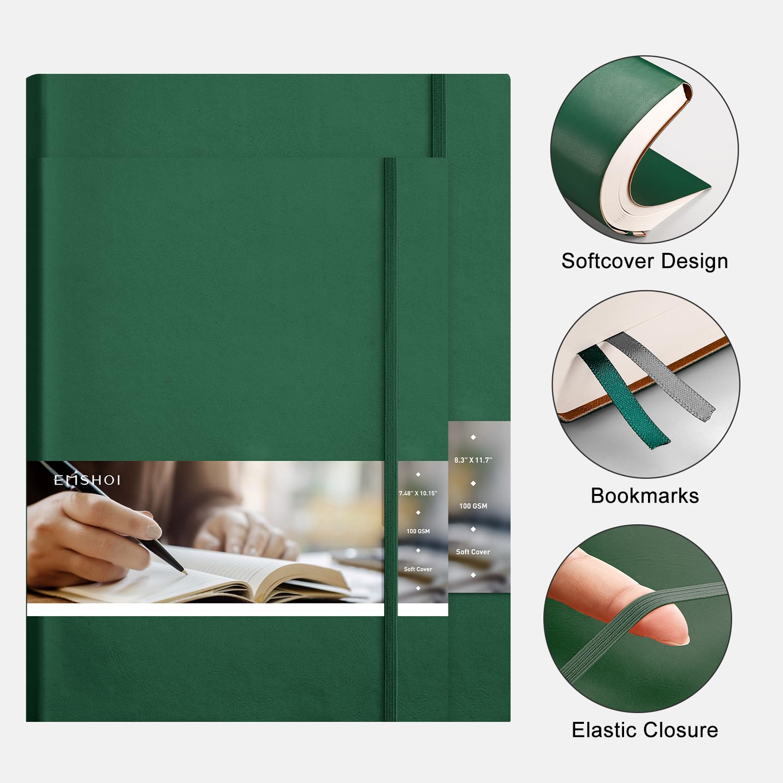 EMSHOI Composition Notebook A4-400 Pages 100GSM Thick Ruled Notepad - Image 2