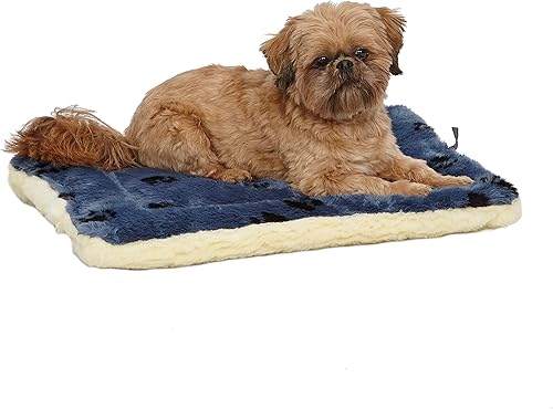 Cama reversible para mascota, diseño en lana para perro o gato , 24 - pulgadas, Azul