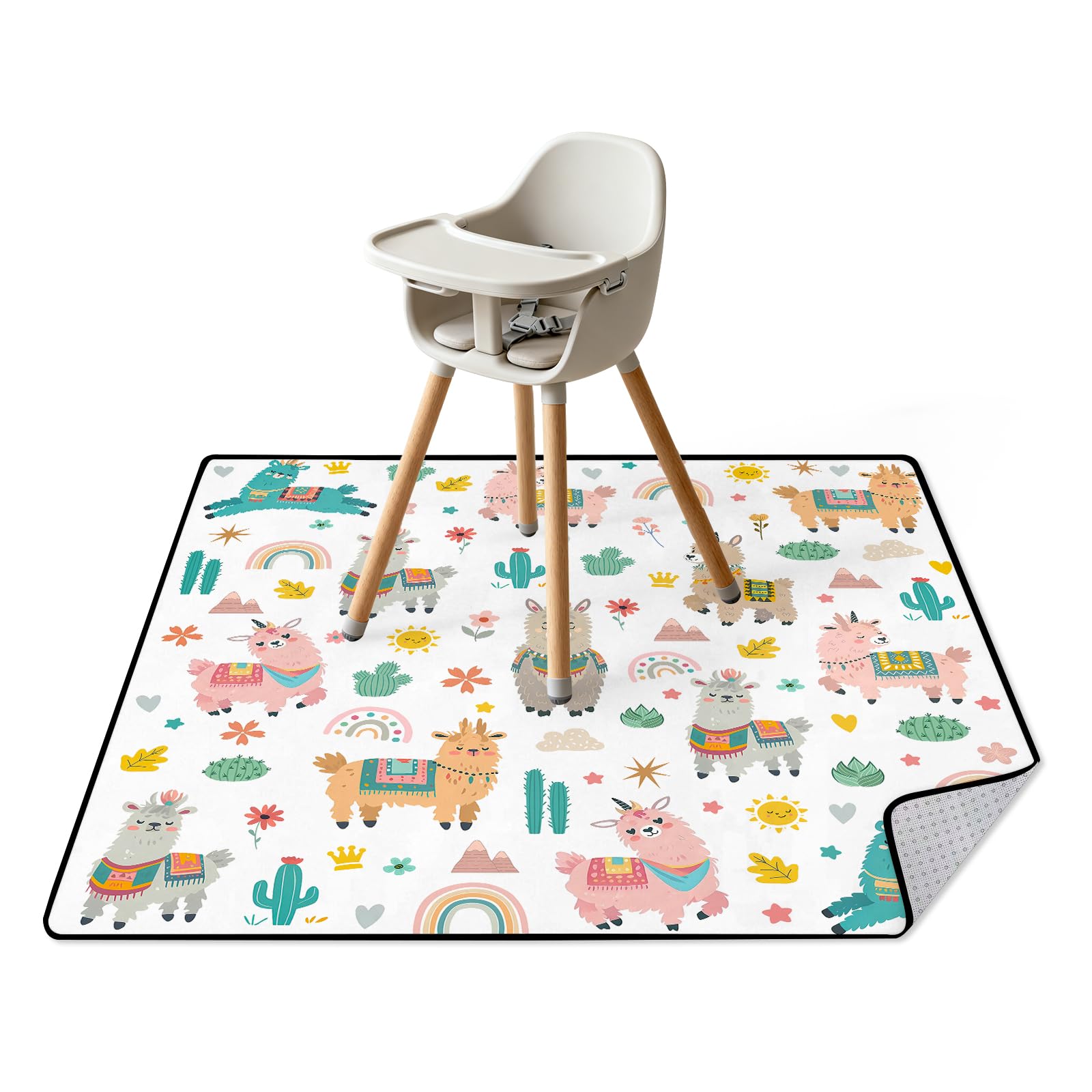 Alpaca High Chair Splash Mat for Son Daughter, Non Slip Wate