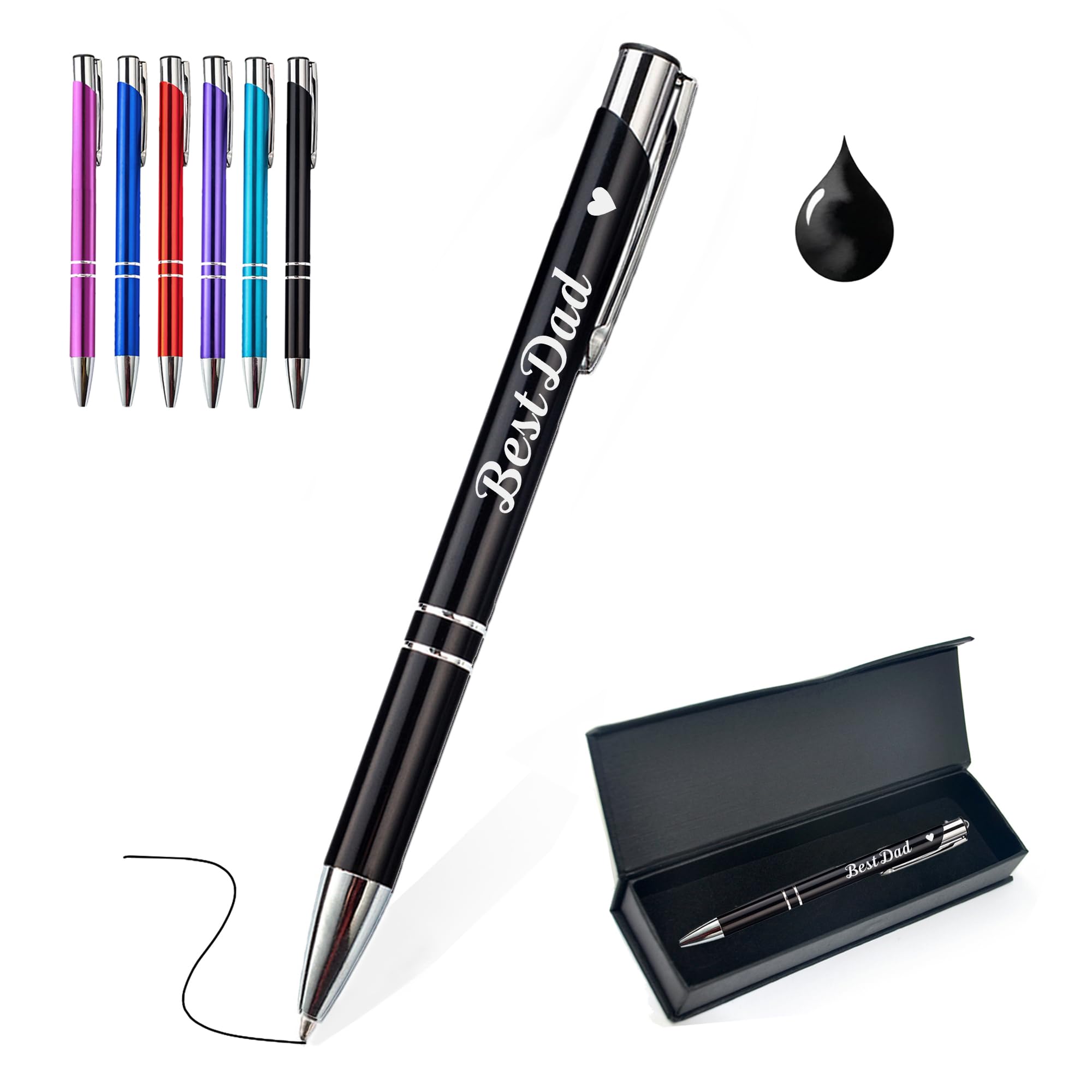 EDSG Personalised Pen for Dad Gifts for Fathers Day Custom Ballpoint Pens Daddy Gifts Pen Engraving Pens Gift with Any Text for Dad Daddy Father Grandad (Black)