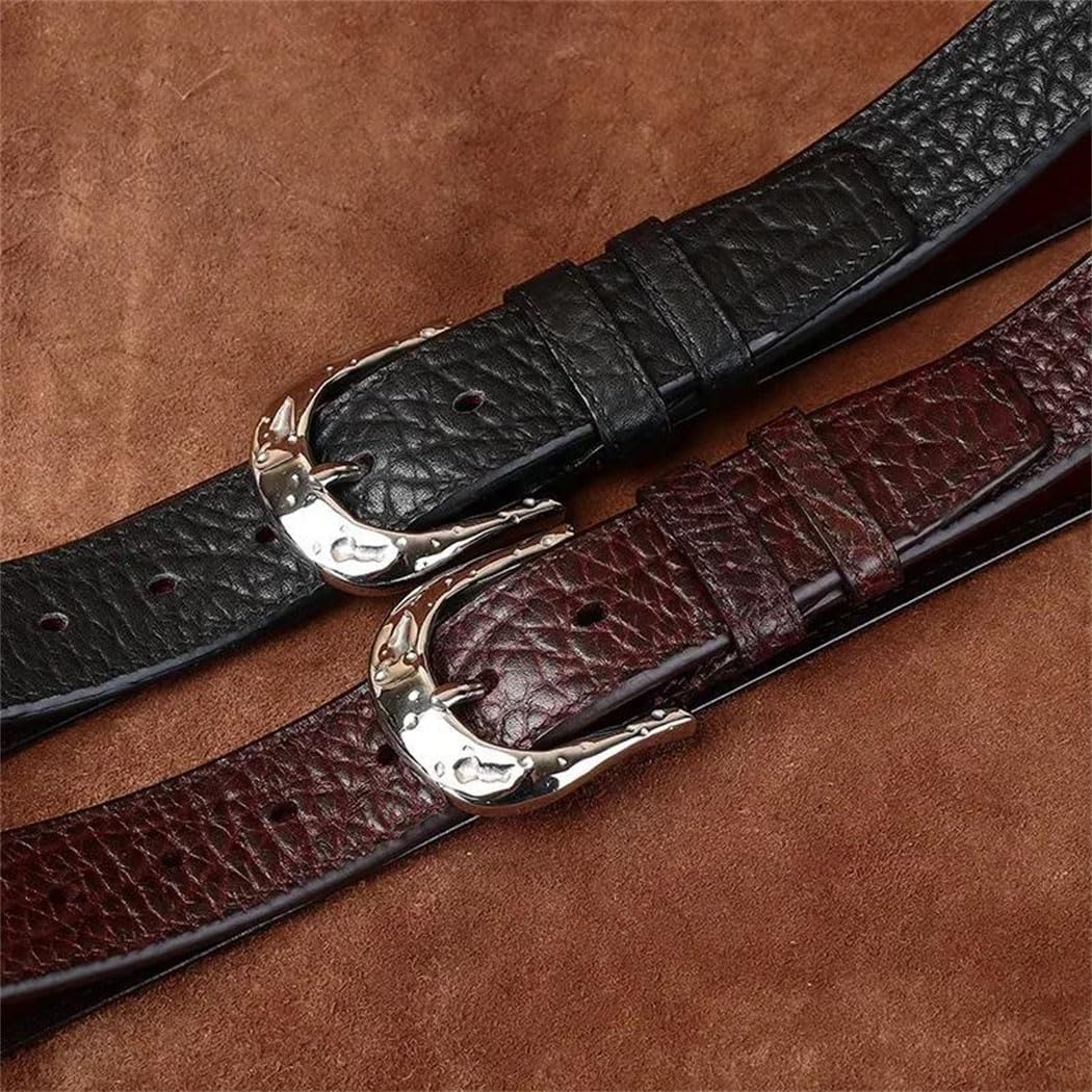 Men's Leather Belt - 3.8 cm Solid Cowskin with Stainless Steel Buckle for Jeans