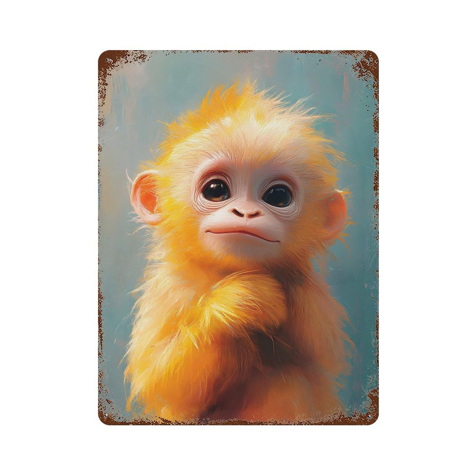 Garage Style Cute Monkey Portrait Decorative Tin Sign 15.7"x11.8", Farmhouse Wall Decor for Bar And Workshop