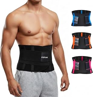 FEVAN Faja Lumbar Hombre y Mujer - Faja Abdominal Hombre y Mujer con Doble Ajuste de Velcro y Soportes Lumbares - Cinturon Lumbar para Aliviar Dolor de Espalda.