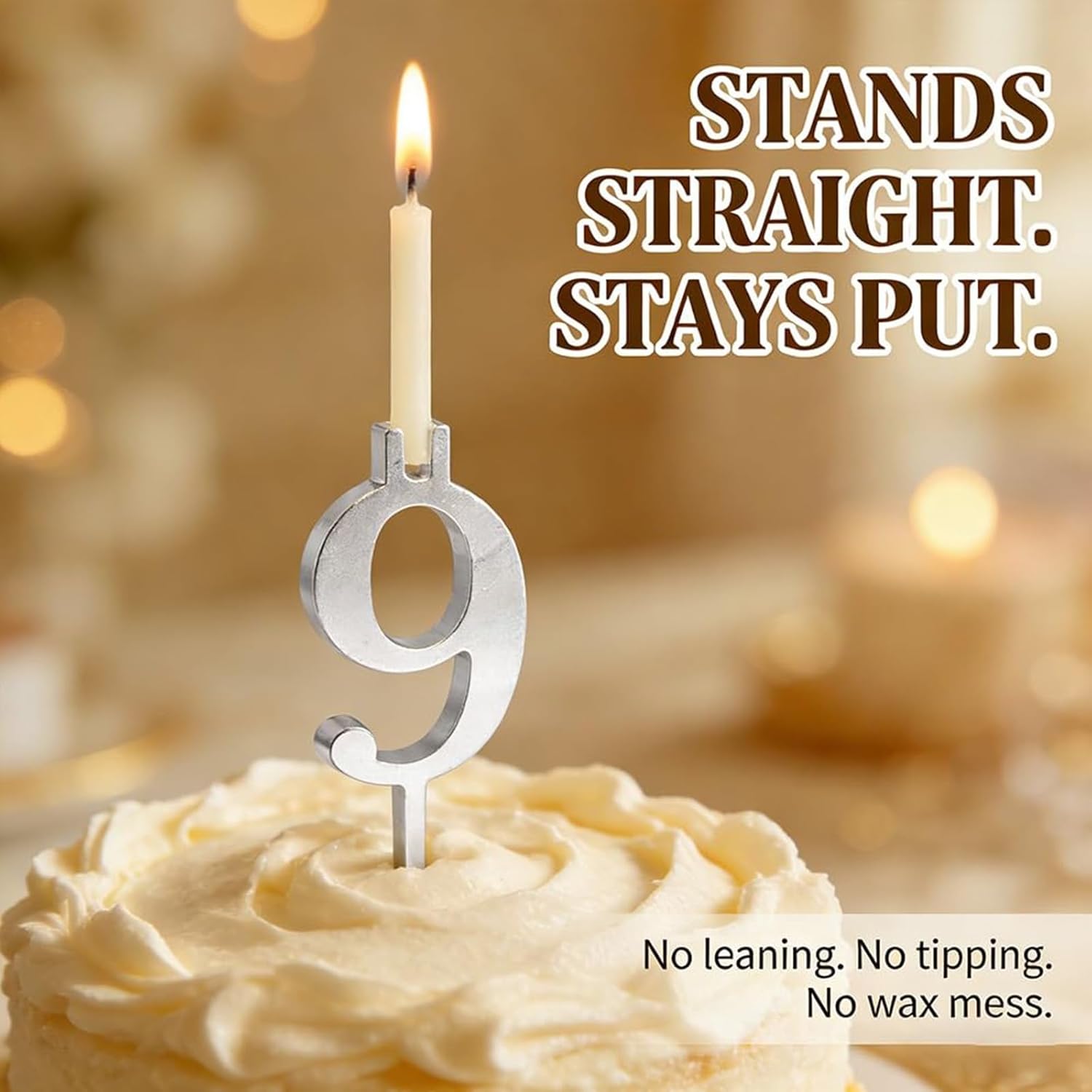Digital Birthday Cake Candle Holder Set, 0-9 Reusable Number Birthday Candle Holder Set, Metal Cake Topper Decorations, Bright Decorative Pieces for Family Events Home (2set)