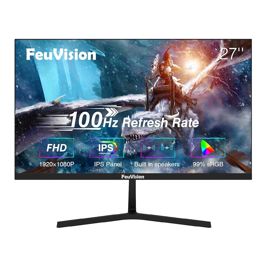 FeuVision 27 inch Monitor 1080p FHD, 100Hz, IPS Panel