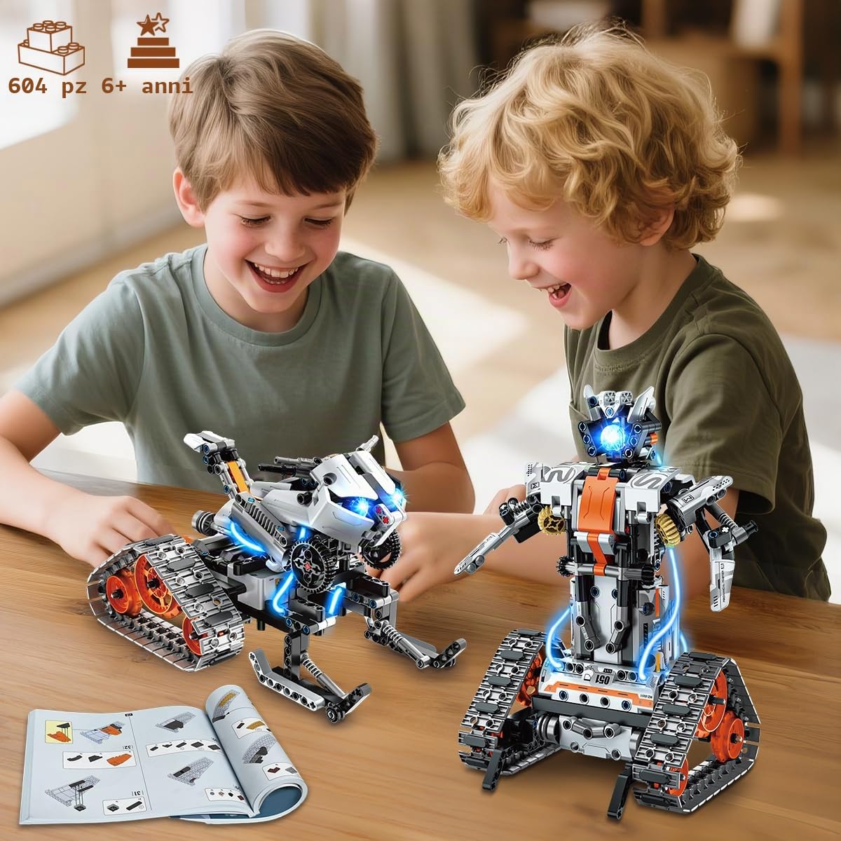 PLAXSOON Technic, giocattolo da costruzione con luci a LED, 5 in 1, controllo app e telecomando, set da 604 pezzi, giocattolo educativo STEM, regalo per bambini a partire dagli 8 ai 12 anni