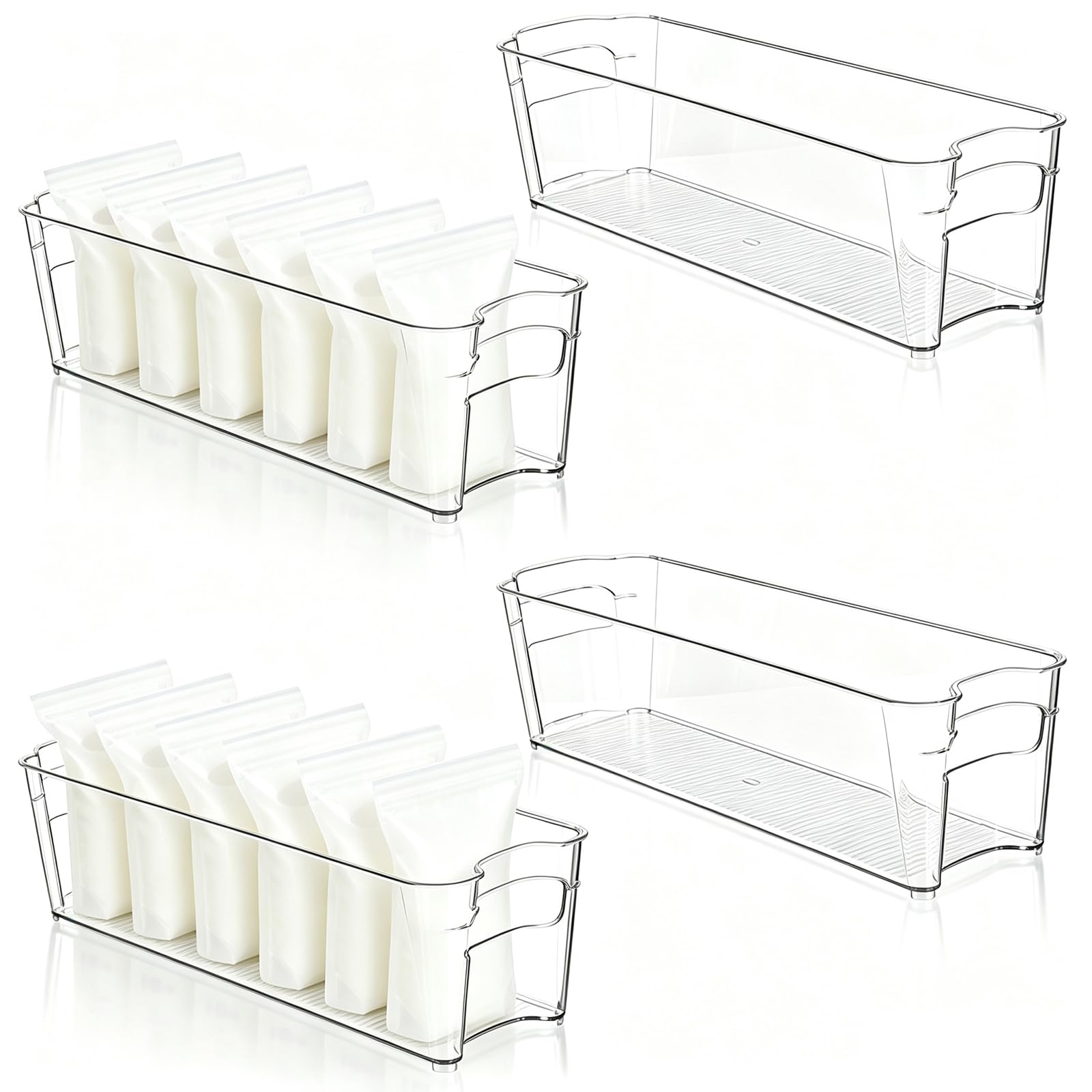 4 PCS Breastfeeding Storage Container Clear Freezer Organizer Bins