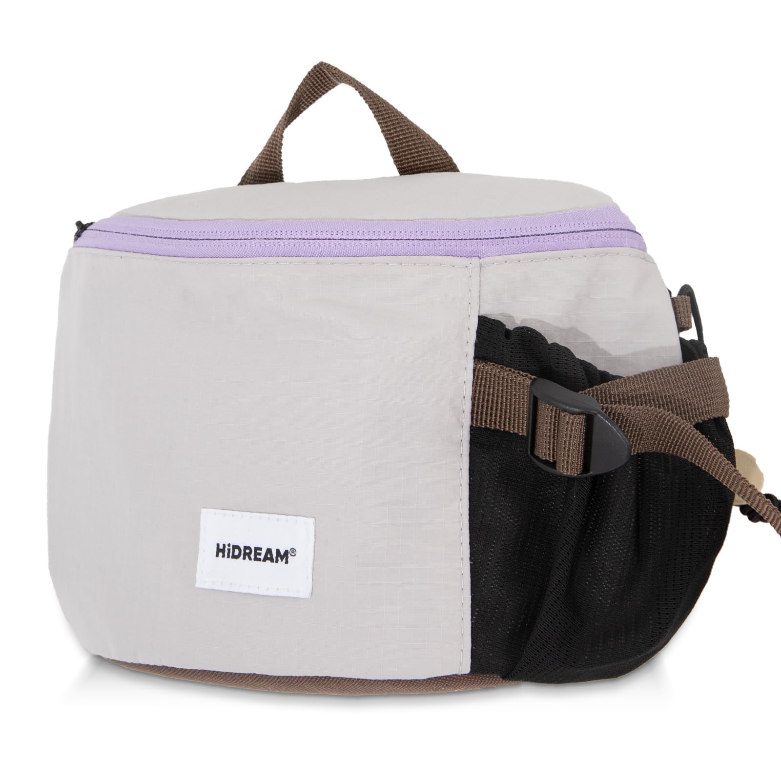 ETIAL Dog Treat Pouch Bag - Adjustable Pet Training Waist or Crossbody Pack with Water Bottle Holder, Large Opening for Treats, Toys, Poop Bags - Lightweight Dog Walking Accessories (Light Grey)