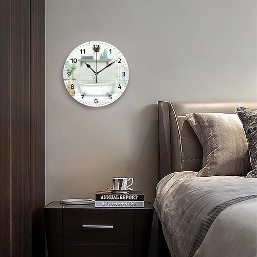 Miniatura 7 de Relojes de pared a pilas de 12 pulgadas, tema café, decoración silenciosa del hogar para baño, sala de estar, dormitorio