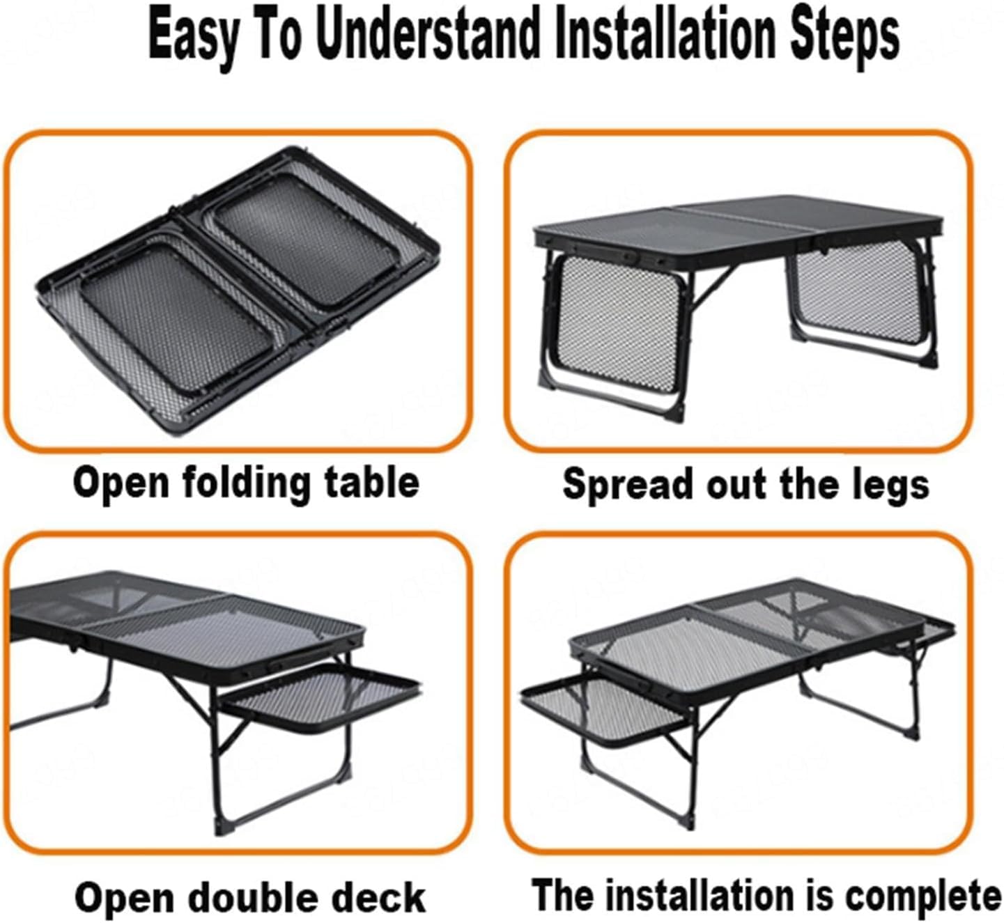 MUGATH Lightweight Folding Camping BBQ Table with Mesh Top, Adjustable Height Portable Aluminum Picnic Table with 2 Side Panels & Carry Handle for Outdoor Cooking, Camping & Fishing 2