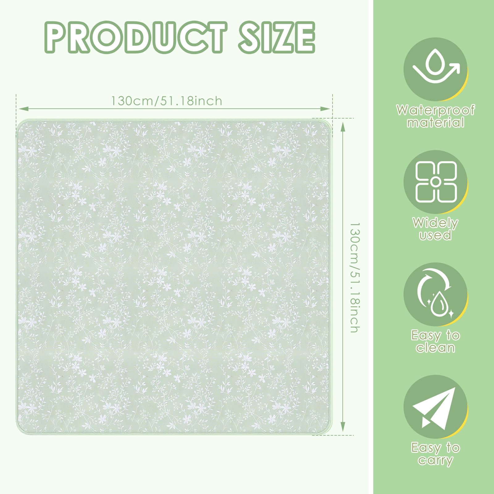 Baby Splash Mat for Under Highchair 130x130cm Waterproof Messy Mat Anti-Slip High Chair Splash Mats Reusable Washable Floor Protector for Feeding Painting - Image 2