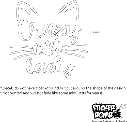 Miniatura 7 de Calcomanía para parachoques de Crazy Cat Lady, calcomanía de Sticker Bomb Vinyl para automóvil, camión, computadora, en cualquier lugar, vinilo