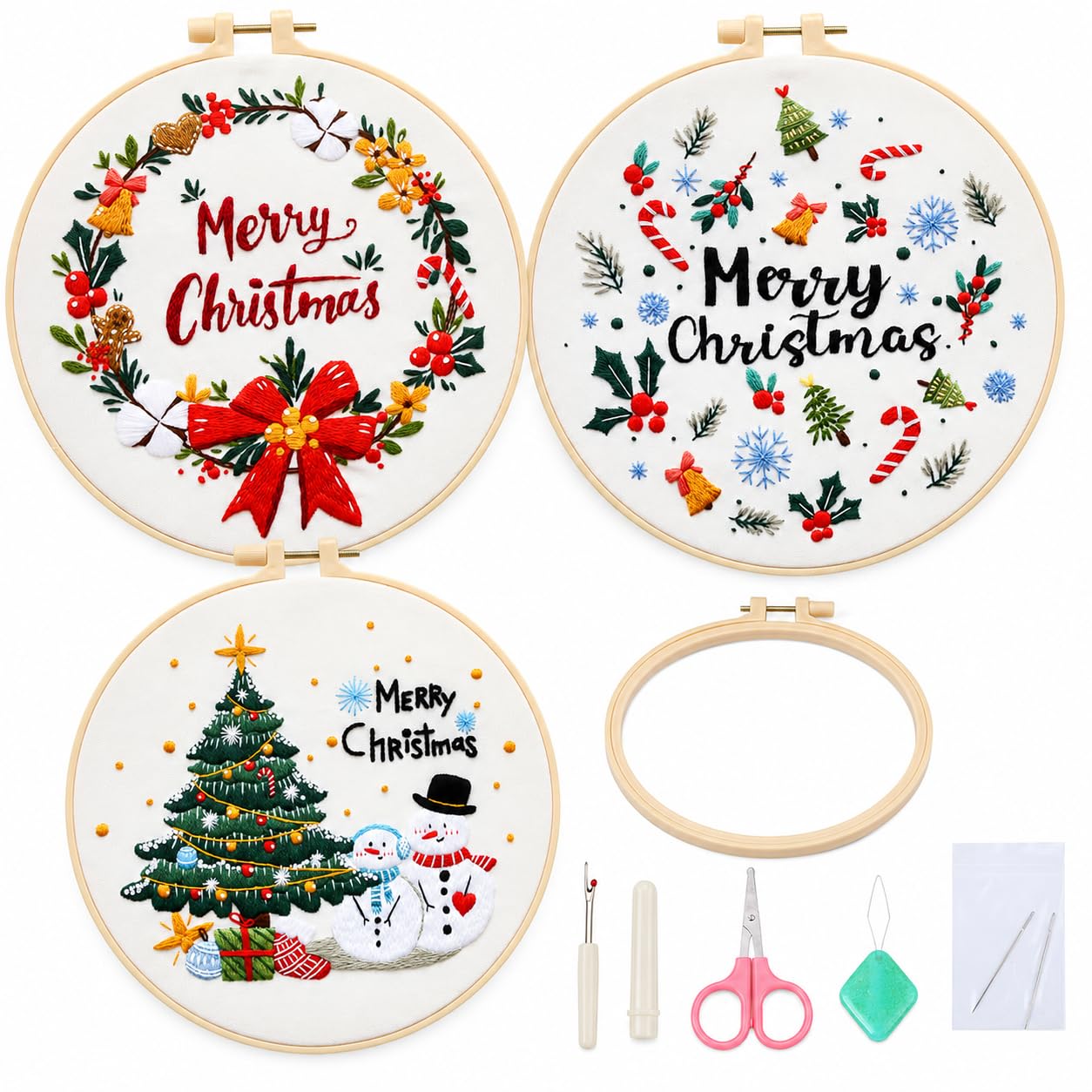 Christmas Embroidery Kits - 3 Festive Designs -10