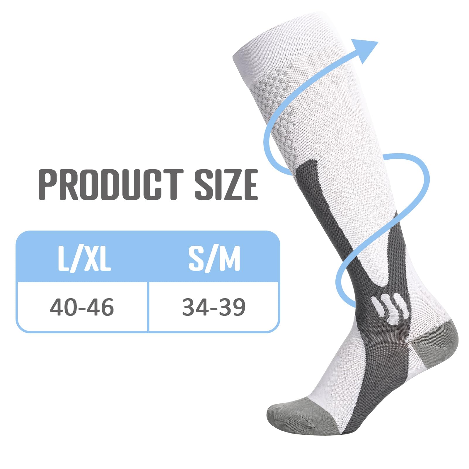 Zuimei Compression Socks, 3 Pair Circulation 20-30 mmhg Compression Stockings - Image 3