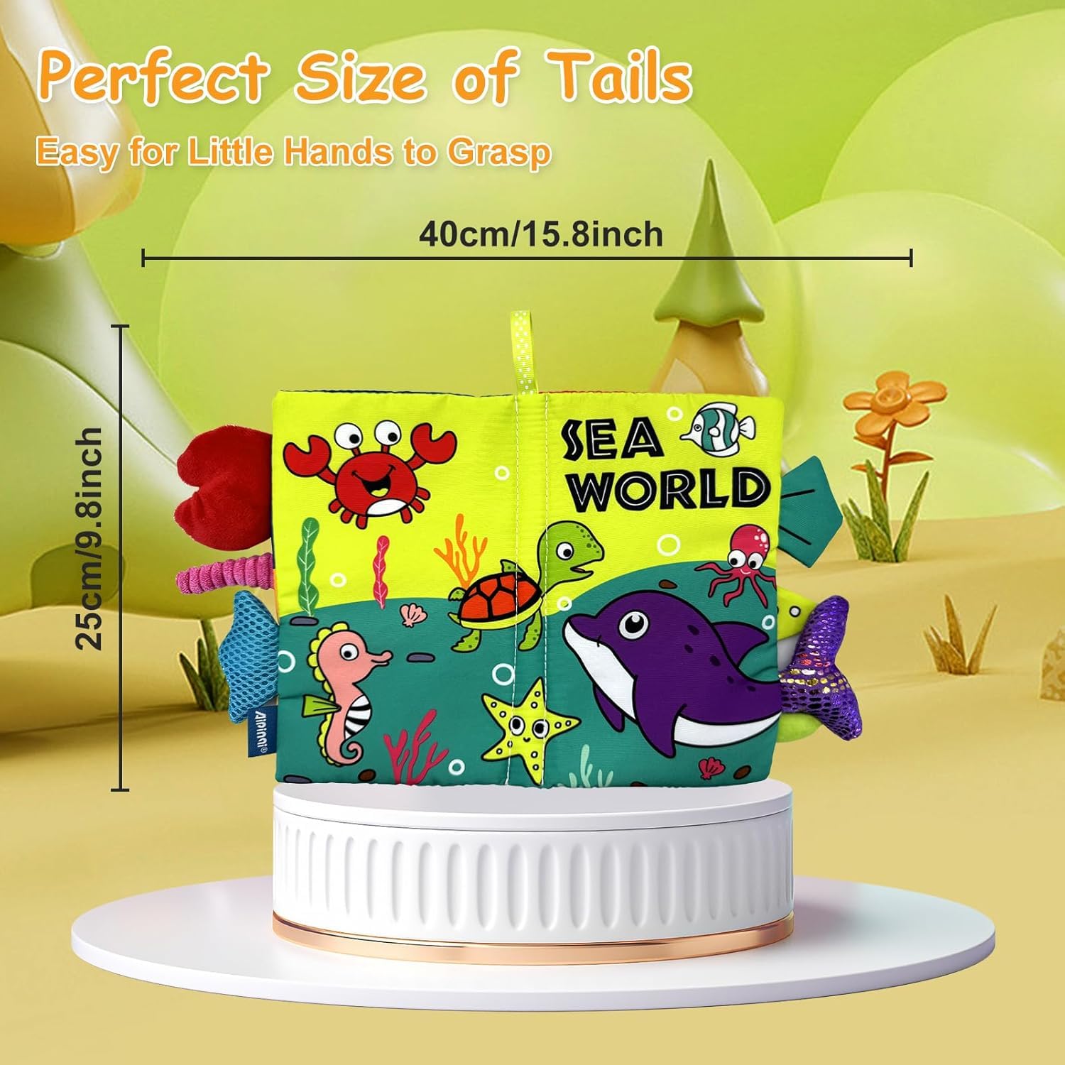 BeFunky Baby Fabric Book, Soft 3D Picture and Crinkle Book for 0-12 Months, Sensory Montessori Learning Toy for Boys and Girls (Sea World), Multicolor - Image 7 thumbnail