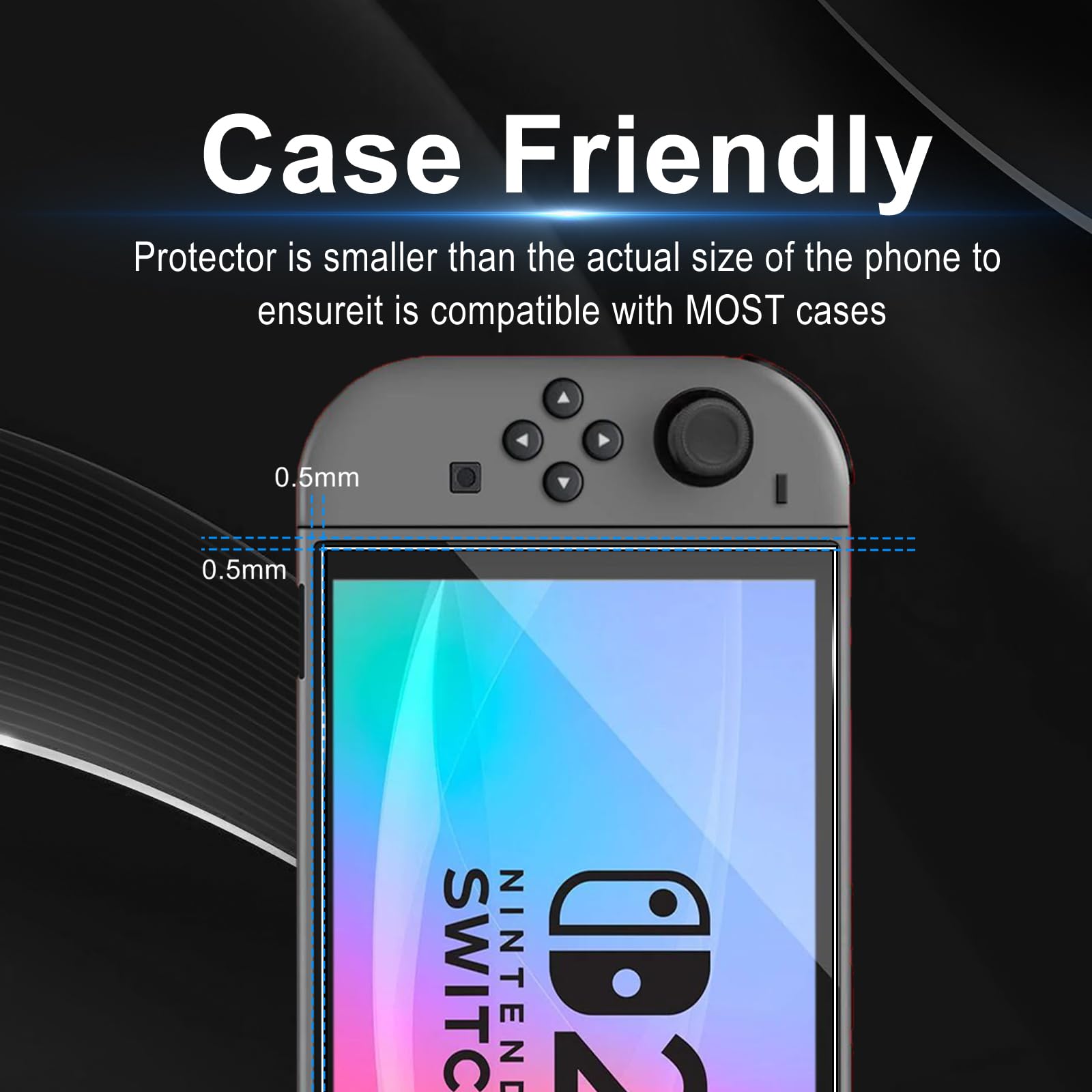 Protector de Pantalla para Nintendo Switch 2 2025, 2 Piezas Protector Cristal Templado, Fácil de Instalar, Anti-Arañazos, 9H Dureza Vidrio Templado