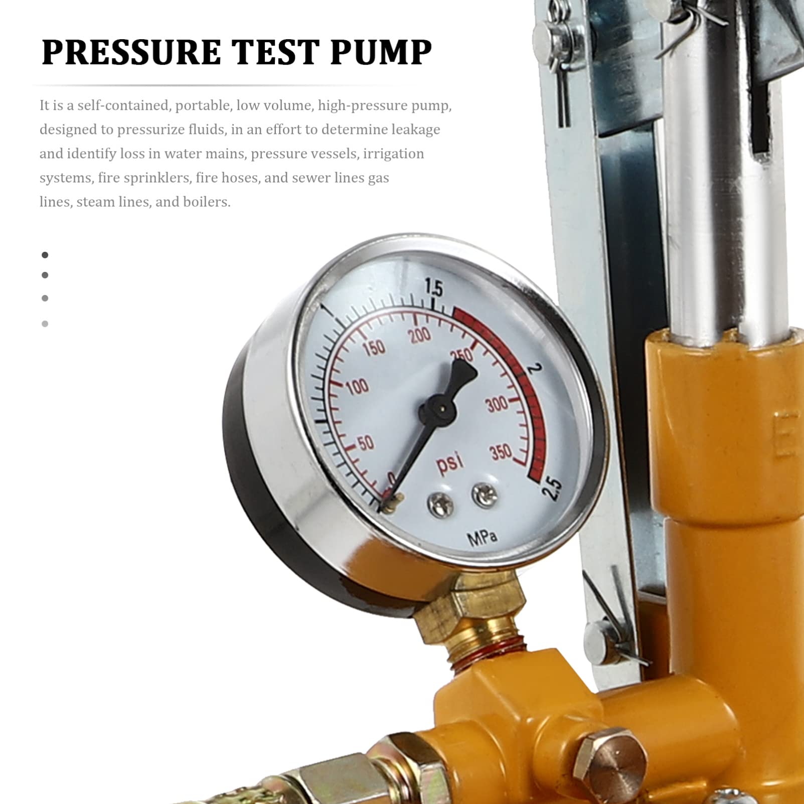 ULTECHNOVO Pompa di Prova della Pressione dell'Acqua 40 Kg Alluminio, Tester Manuale per Irrigatori Antincendio, Sistemi di Irrigazione, Recipienti a Pressione