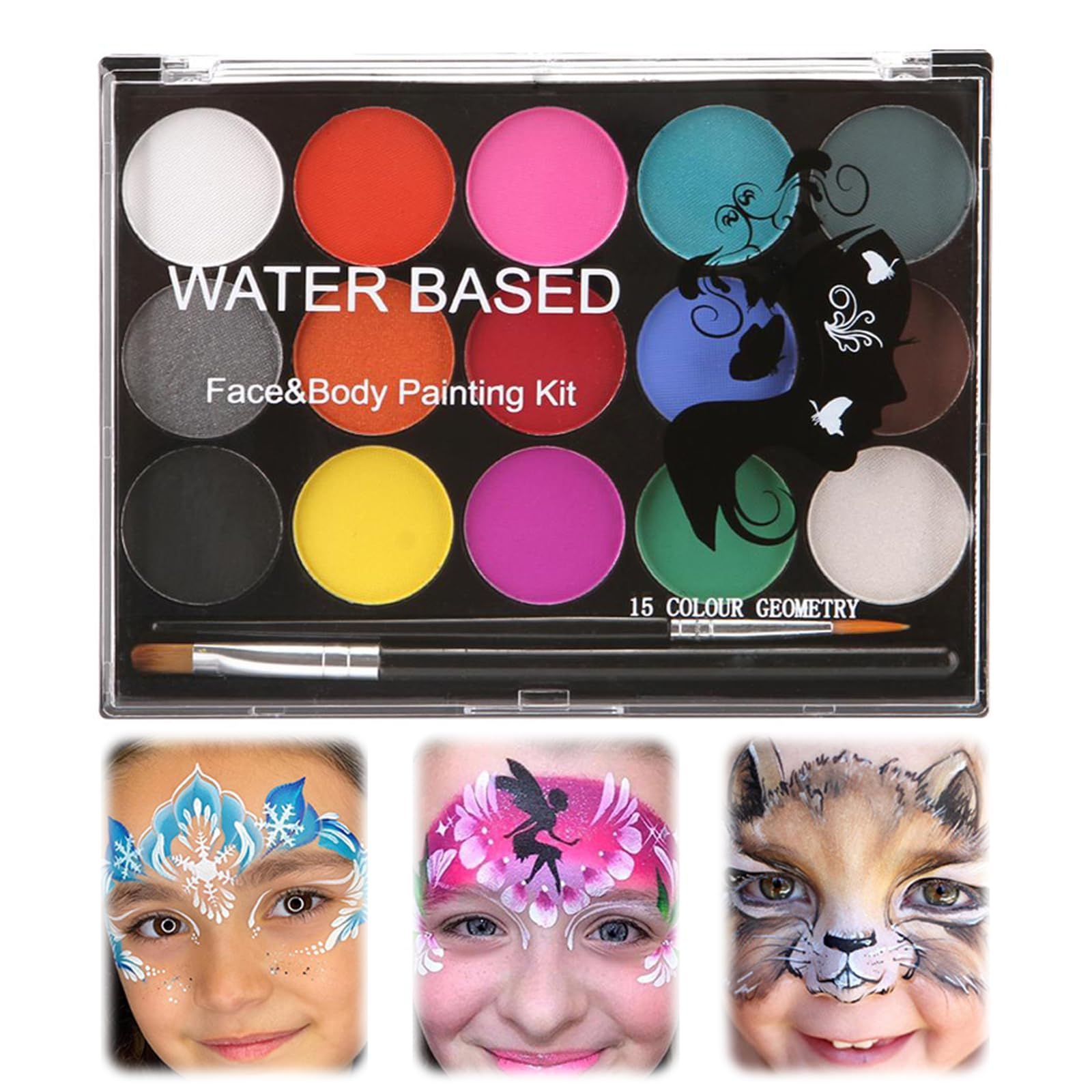 Pintura Corporal y Facial, Body Painting, Pintura de Cara Para Niños Kit, Pintura Cara Niños Hipoalergenica, Pintacaras Infantil, 15 Colores, para Niños Halloween Fiestas Cosplay Semana Santa