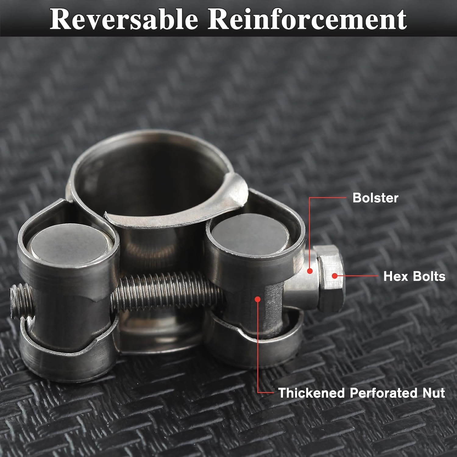 23-25mm 304 Stainless Steel T-Bolt Hose Clamps, Heavy Duty Adjustable Pipe Clamps with Wrench, Turbo Pipe Clamps High Pressure Hose Clamps for Automotive Intercooler Radiator Heater, 4 Pack