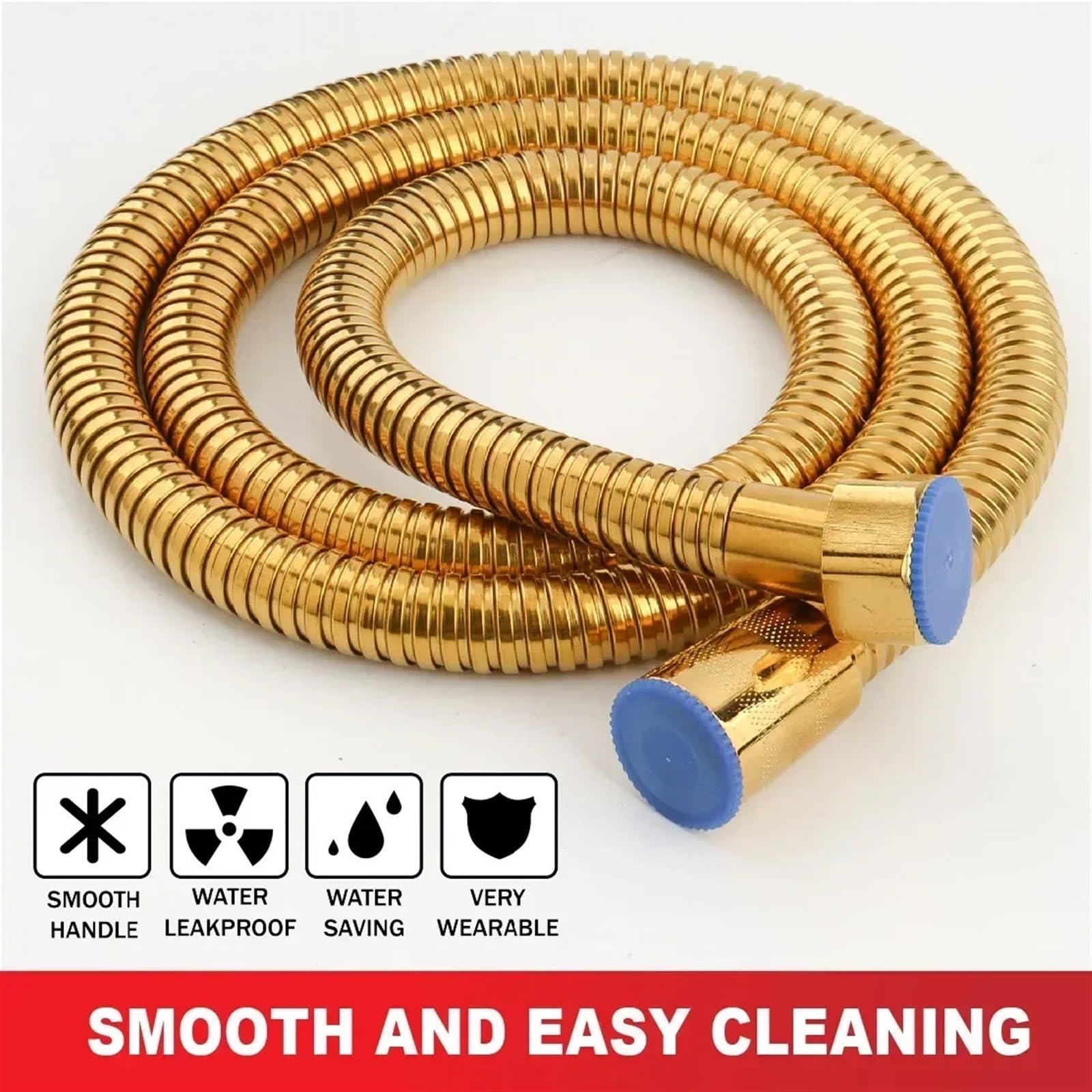 Flexo Ducha Manguera for grifo de baño, cabezal de ducha, herramientas for manguera, manguera Flexible de acero inoxidable for bidé dorado de 1,2 m Universal