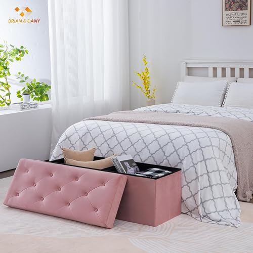 Miniatura 93 de BRIAN & DANY Banco otomano plegable de almacenamiento, otomana con almacenamiento, reposapiés, asiento para dormitorio, sala de estar, entrada,