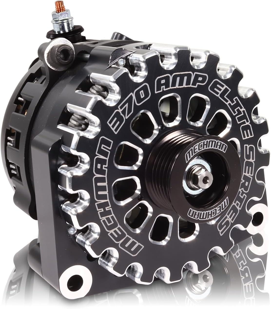 Mechman Alternators E Series 370 Amp Black Billet 2005-2018 GM Truck
