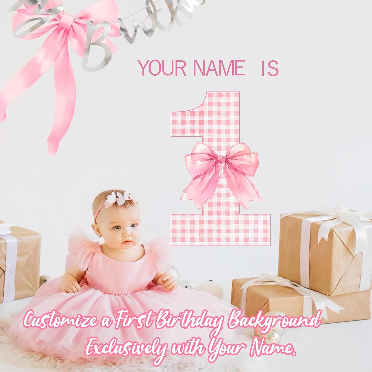 Sweet Baby Girl 1st Birthday Signs for Backdrop Custom First Birthday Decal image 3