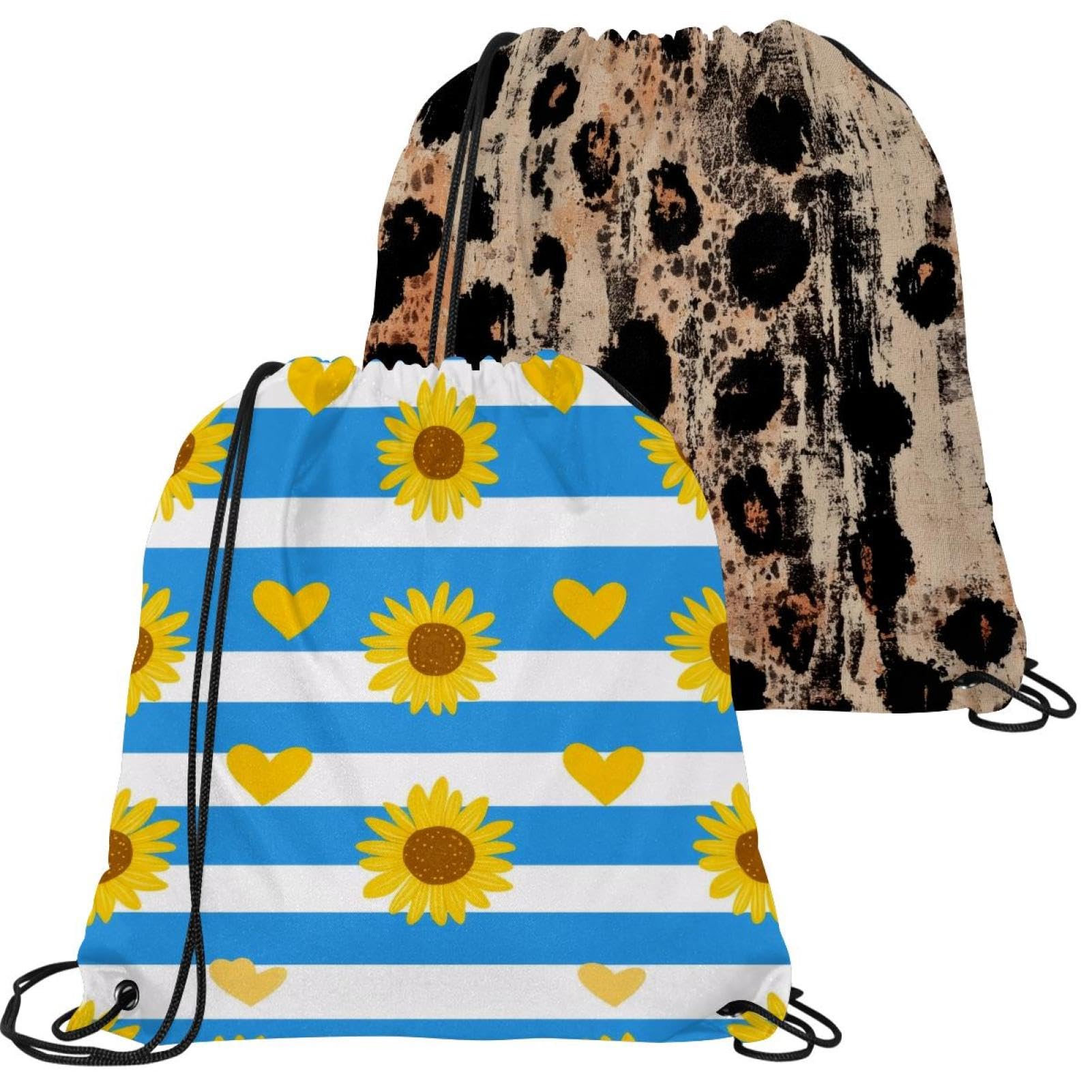 Lot de 2 sacs à dos avec cordon de serrage bleu et multicolore taille unique - 7