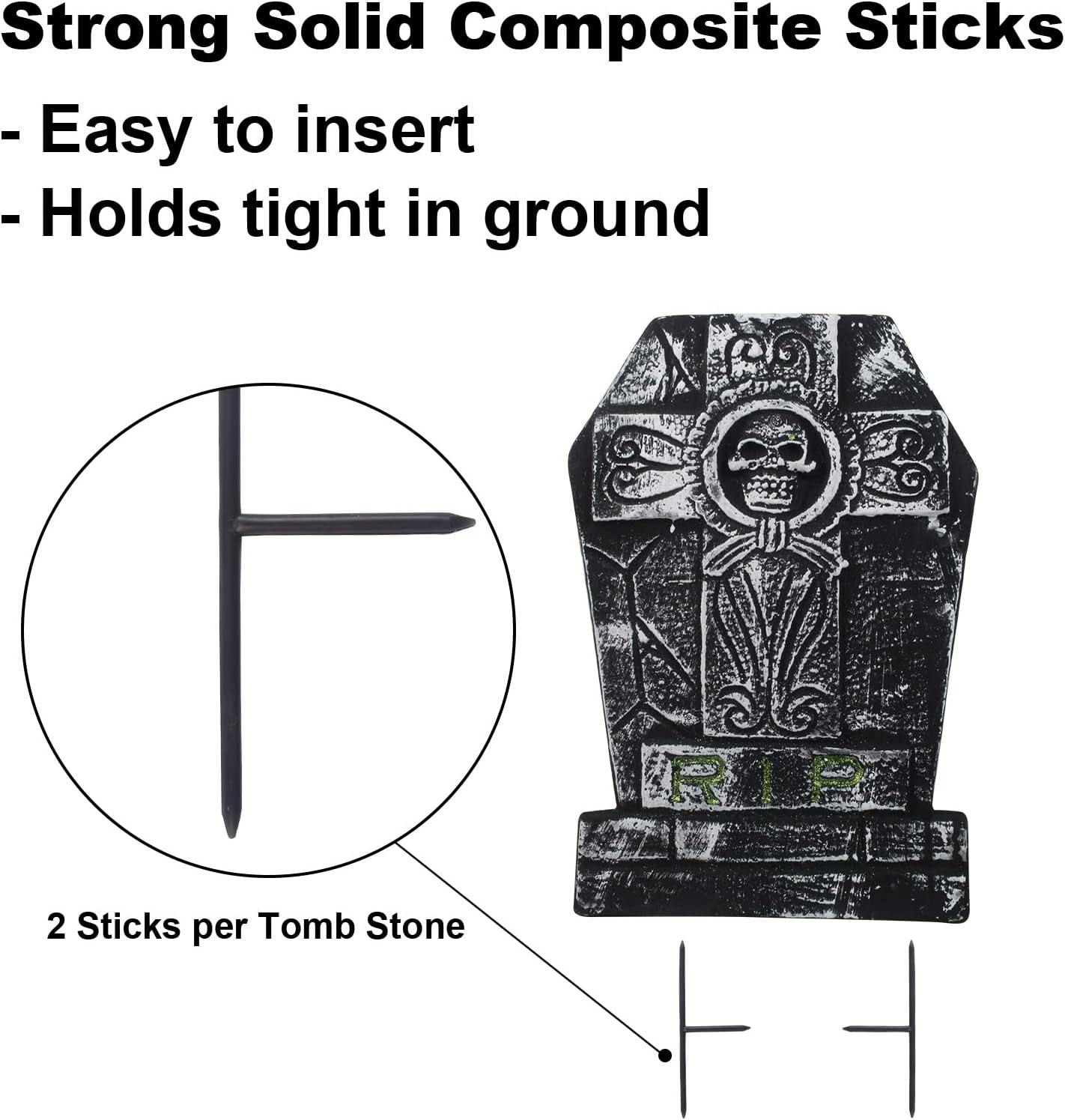 GameXcel Halloween Tombstone Decorations,10pcs Headstone Yard Signs, Gravestone Decor for Graveyard Outdoor Lawn Yard Garden Decorations Halloween Yard Stakes