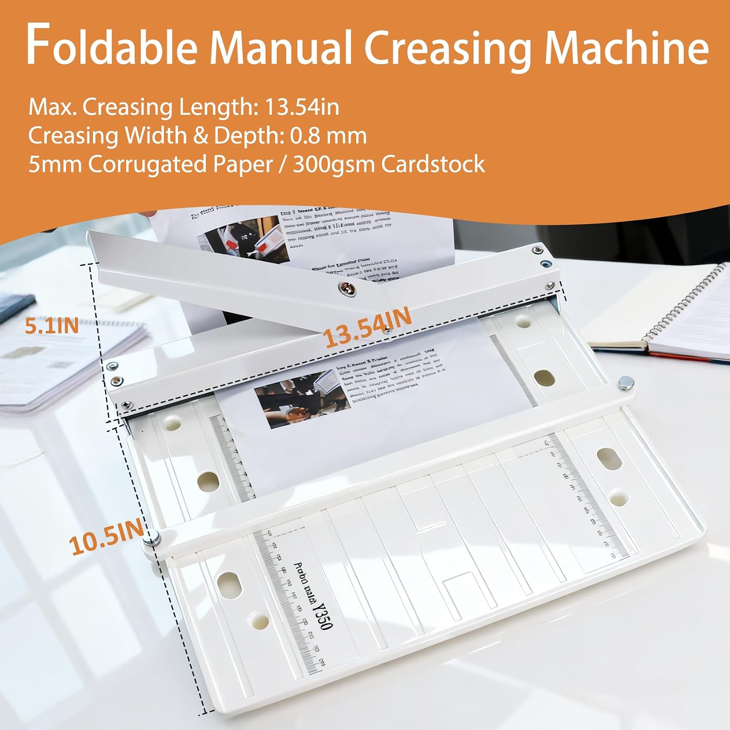 13.78 Inch Manual Paper Creaser, Creasing Machine with Extended Positioning Block, Accurate Folding Tool for Cardstock Brochures Invitations Book Covers, Portable Stable Paper Creasing Machine image 2
