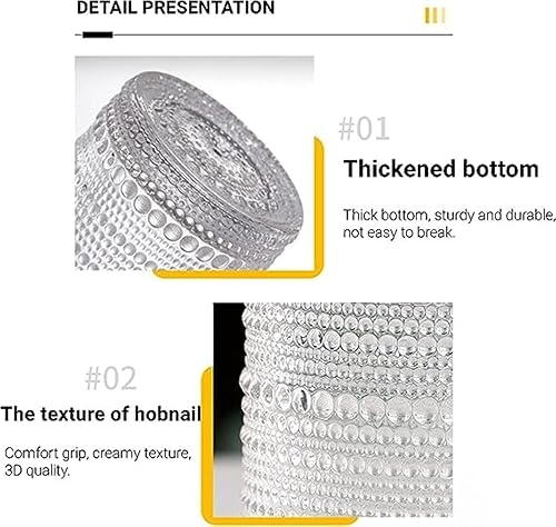 Miniatura 7 de Hobnail - Juego de 6 vasos de agua de 13 onzas (13 onzas), vasos de jugo vintage en relieve, vasos de jugo de barra alta