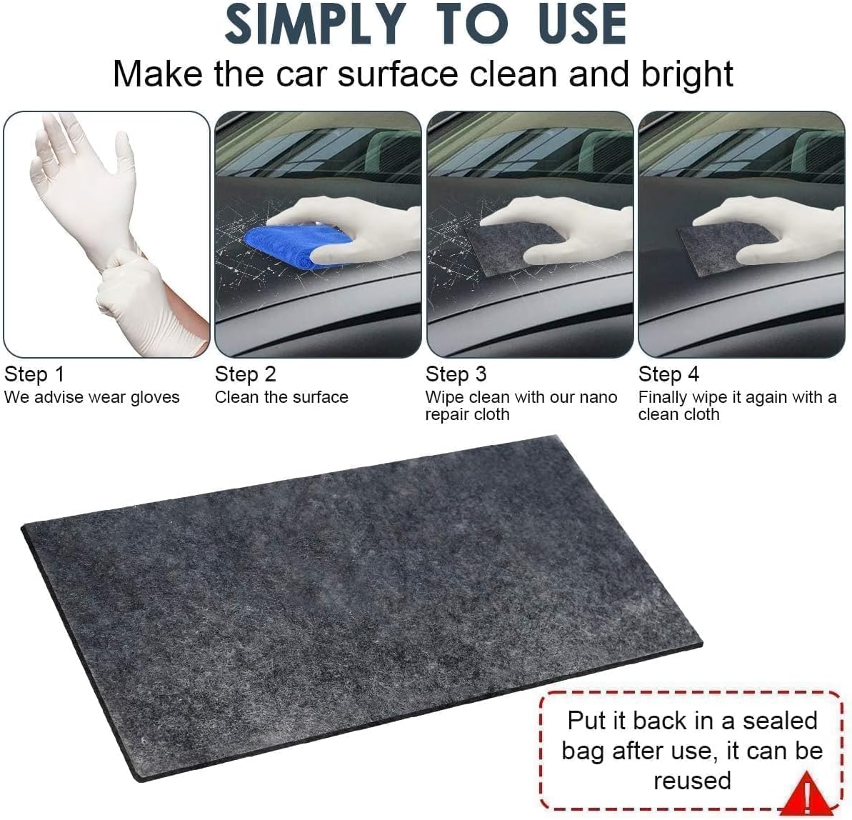 Car Scratches Remover,6 Pack 2025 Nano Sparkle Cloth for Car Scratches Multi-Purpose Nano Magic Cloth Easy to Repair Paint Scratches,Water Spots Surface Polishing - Image 4