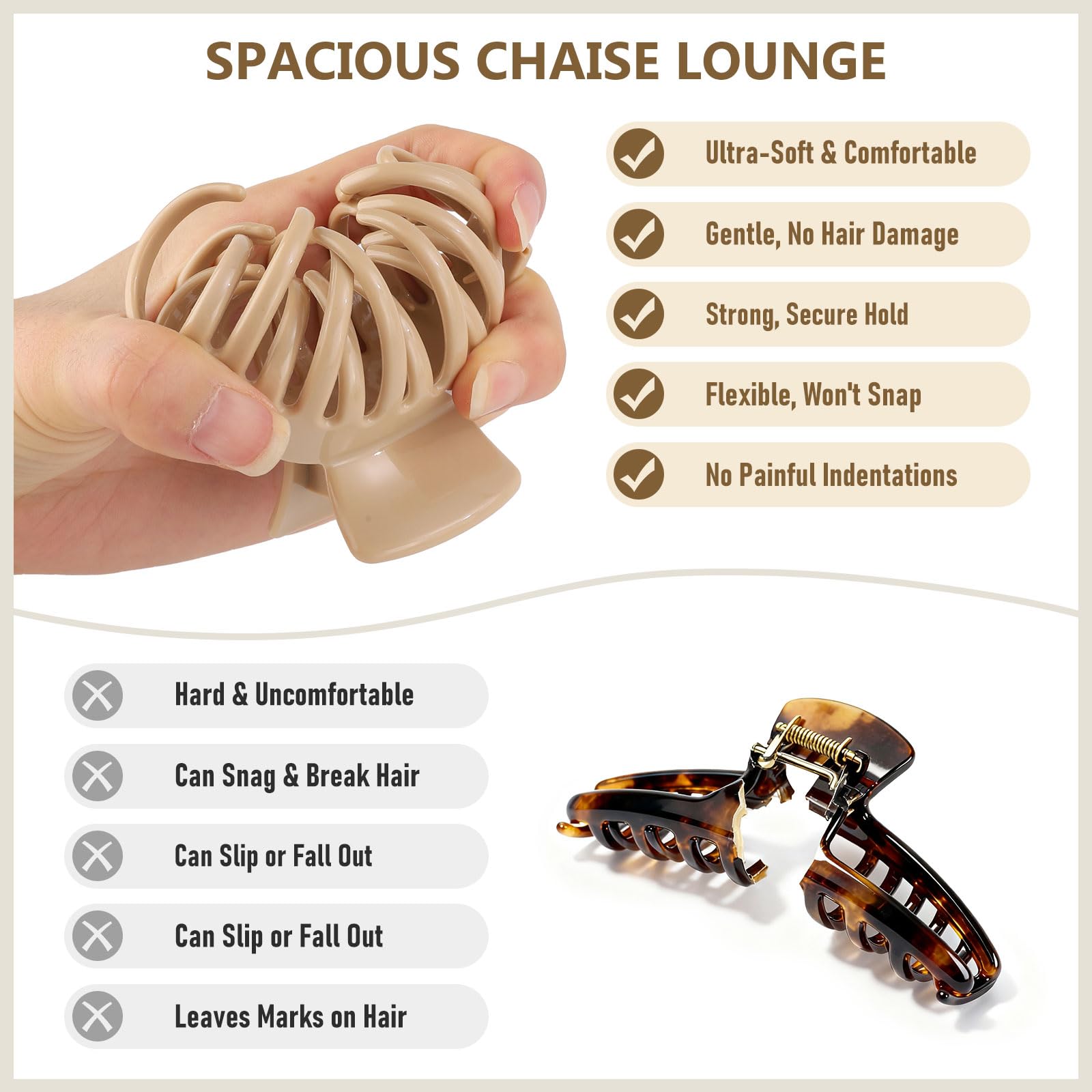 Amazon.com : 4 Pack Silicone Flexible Hair Claw Clips 