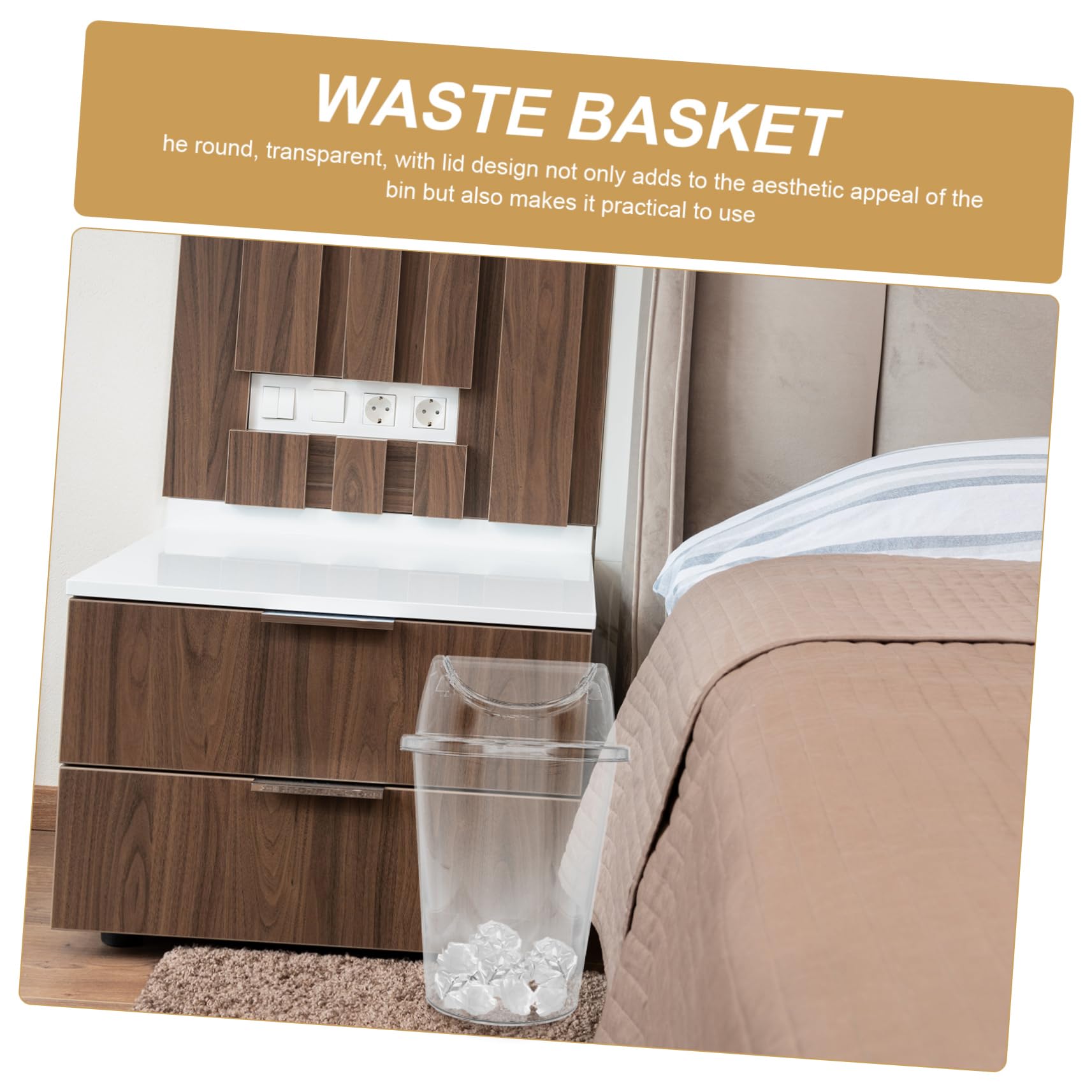 BUGUUYO Nordic Large Swing Lid Trash Can Plastic Rubbish Can Transparent Waste Home Office Garbage
